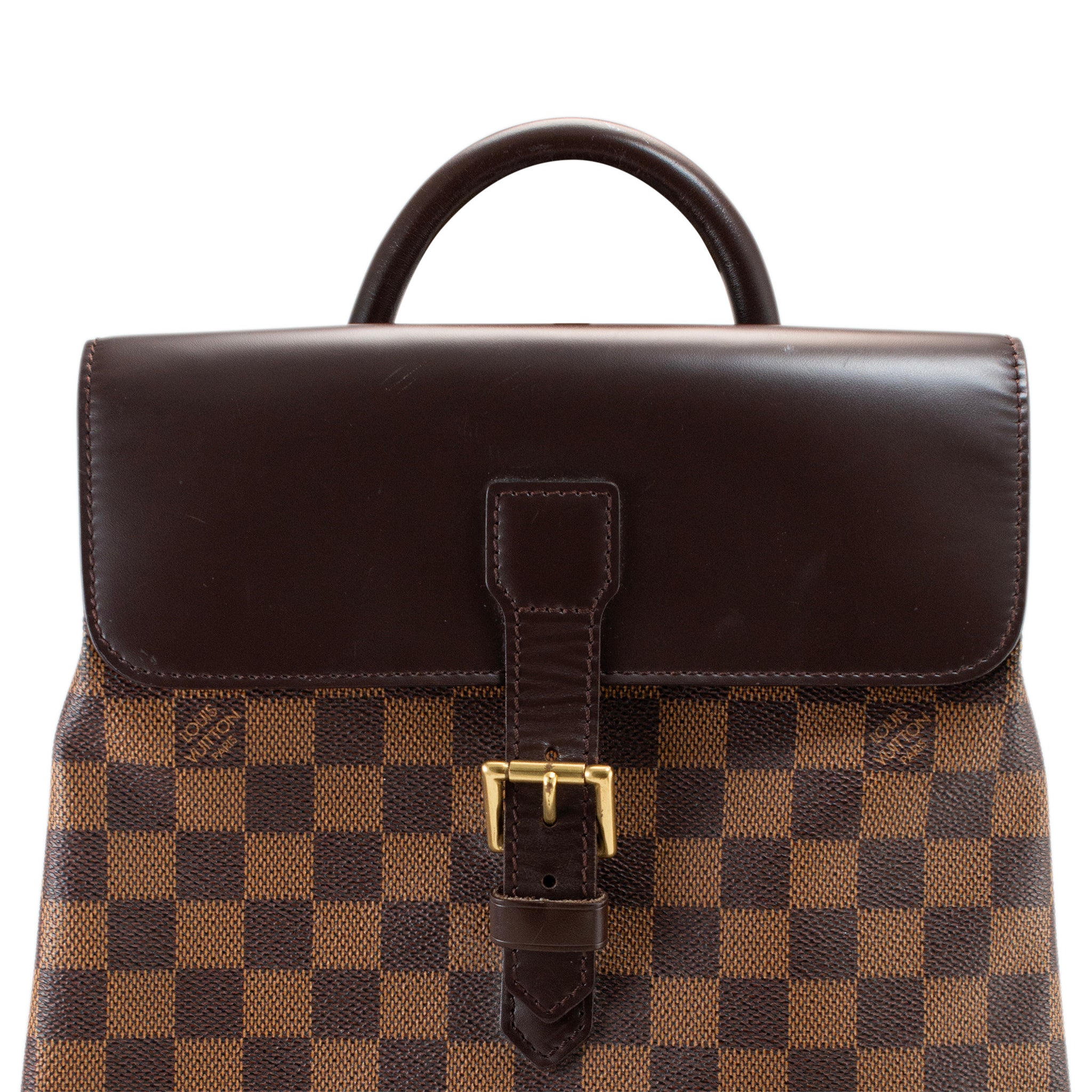 2003 Louis Vuitton N51132 Damier Ebene Soho Canvas Leather Backpack