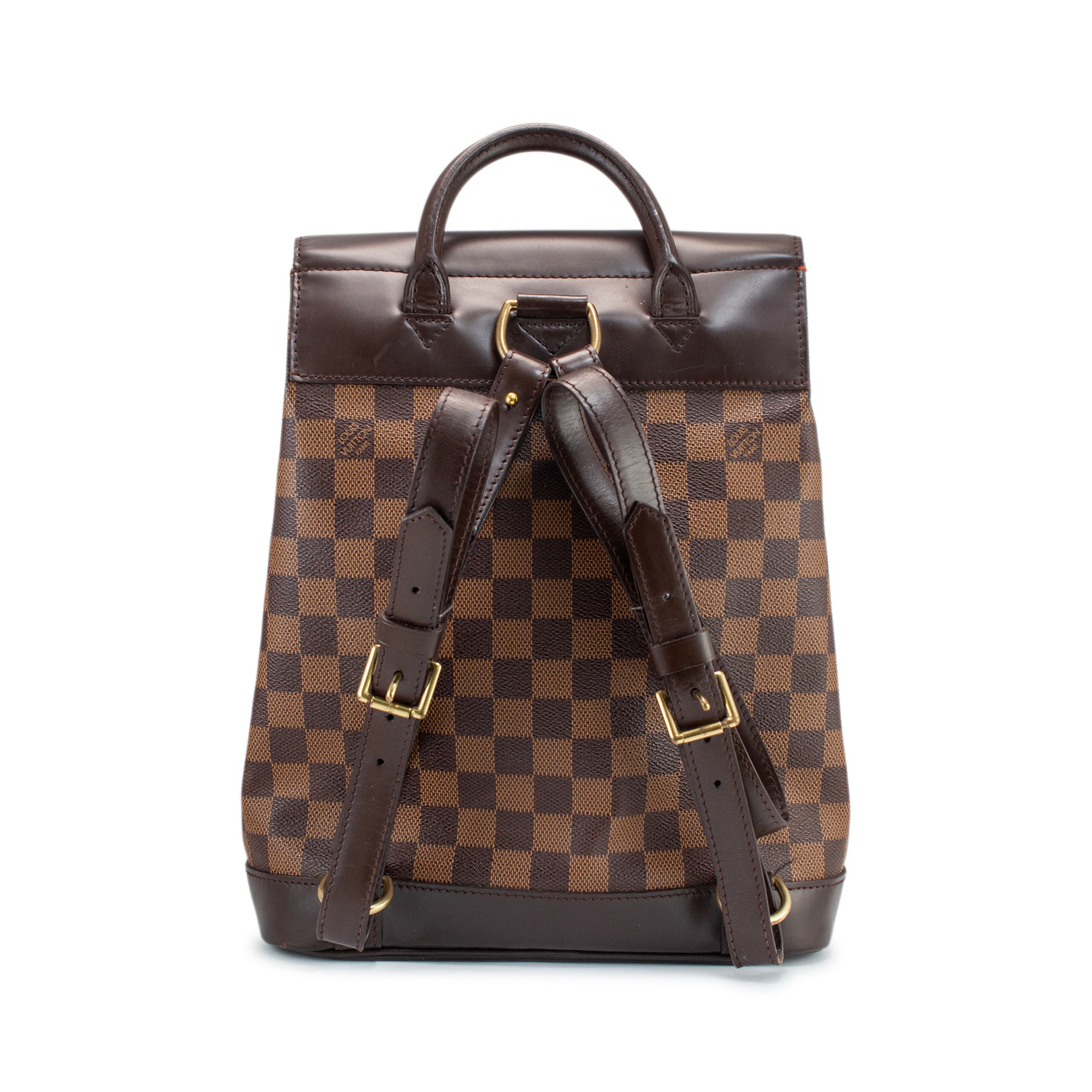 2003 Louis Vuitton N51132 Damier Ebene Soho Canvas Leather Backpack