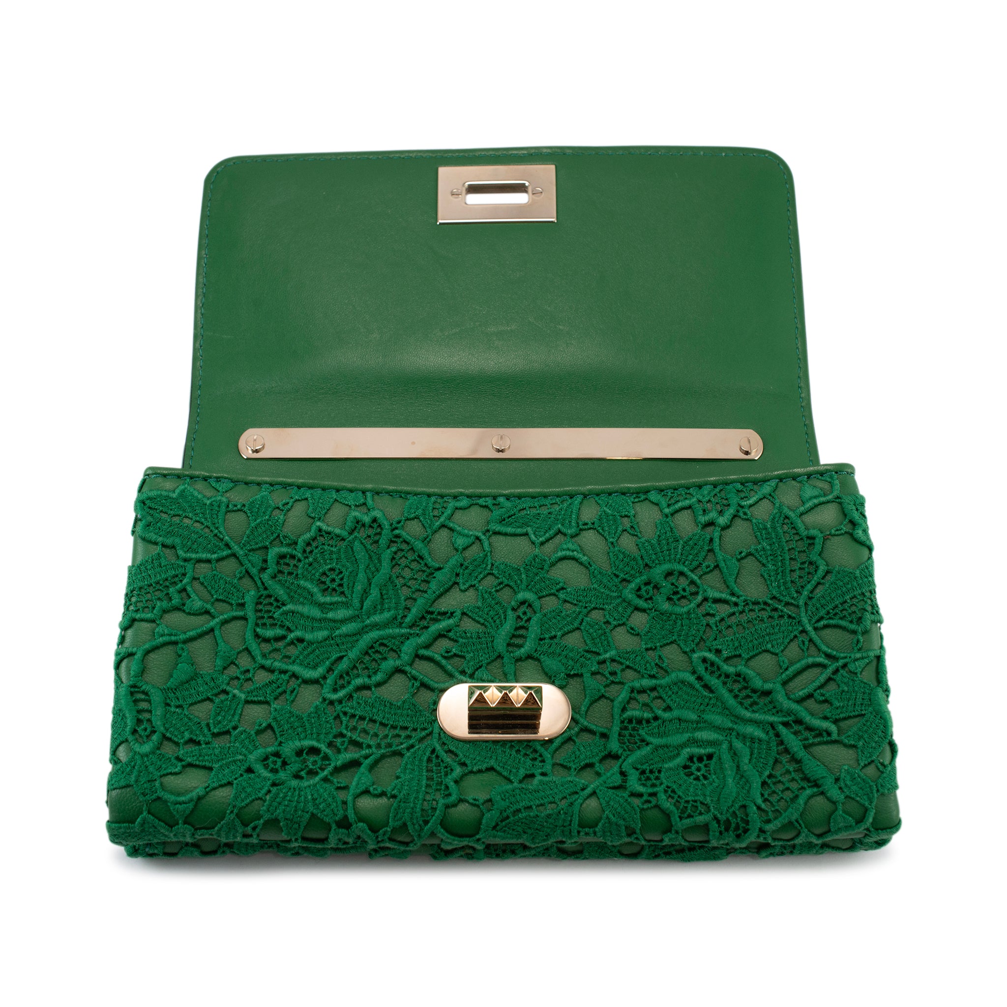 Valentino Garavani Green Leather Rockstud Shoulder Handbag