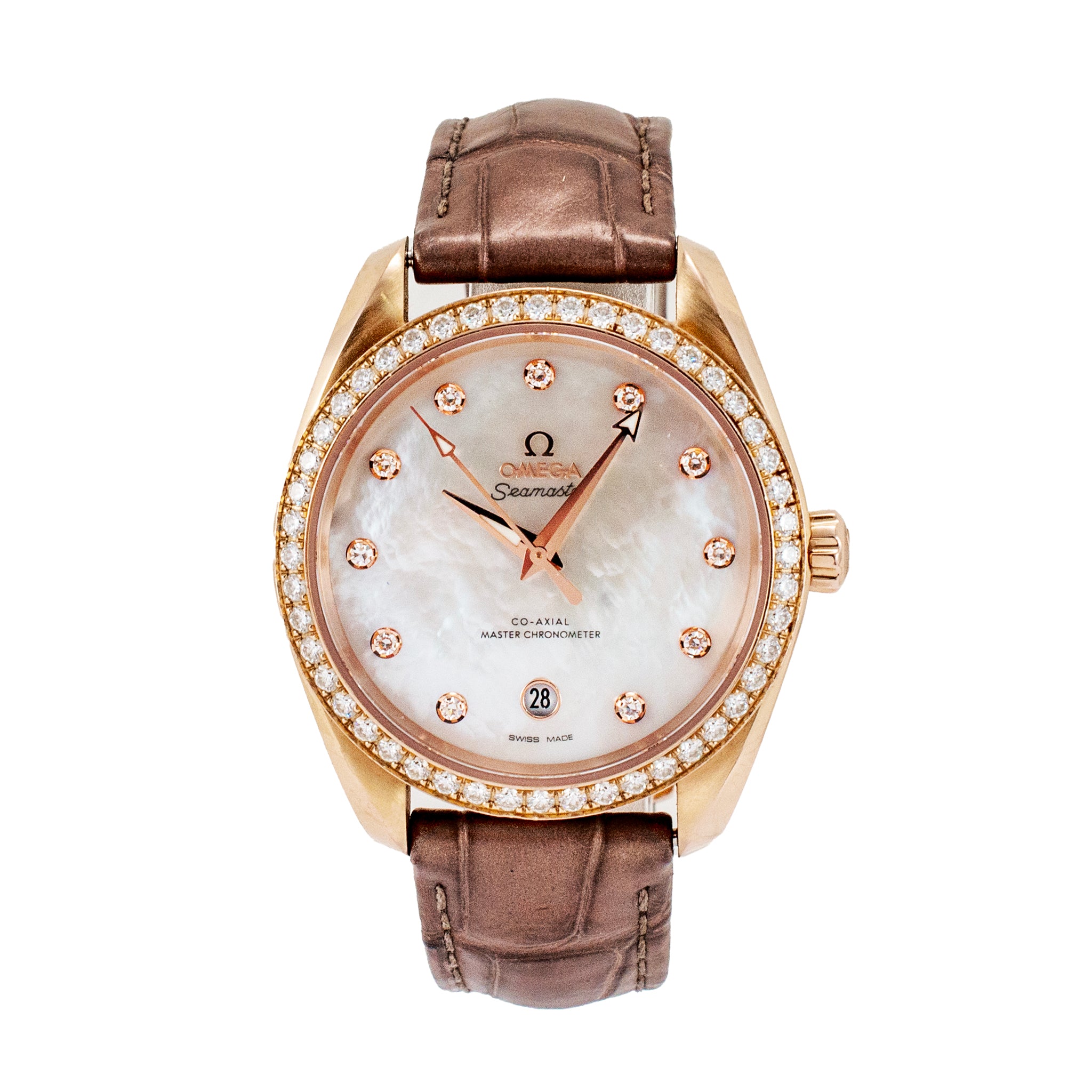 Omega Seamaster Aqua Terra 38MM 220.58.38.20.55.001 Diamond 18K Rose Gold Watch