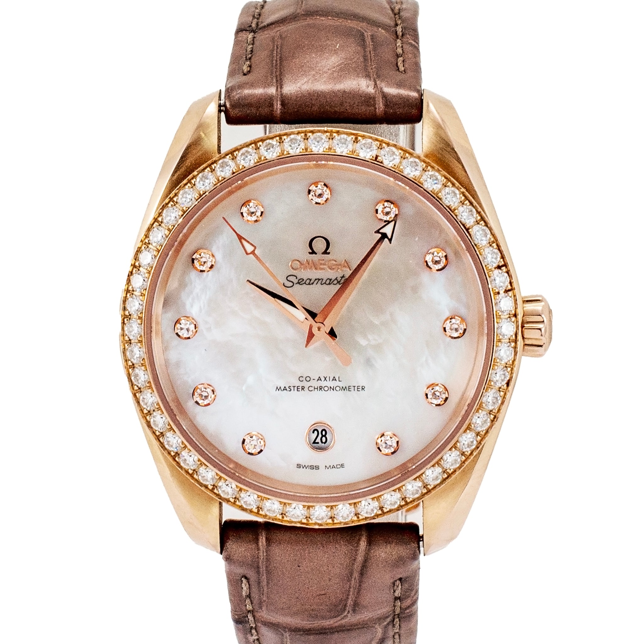 Omega Seamaster Aqua Terra 38MM 220.58.38.20.55.001 Diamond 18K Rose Gold Watch