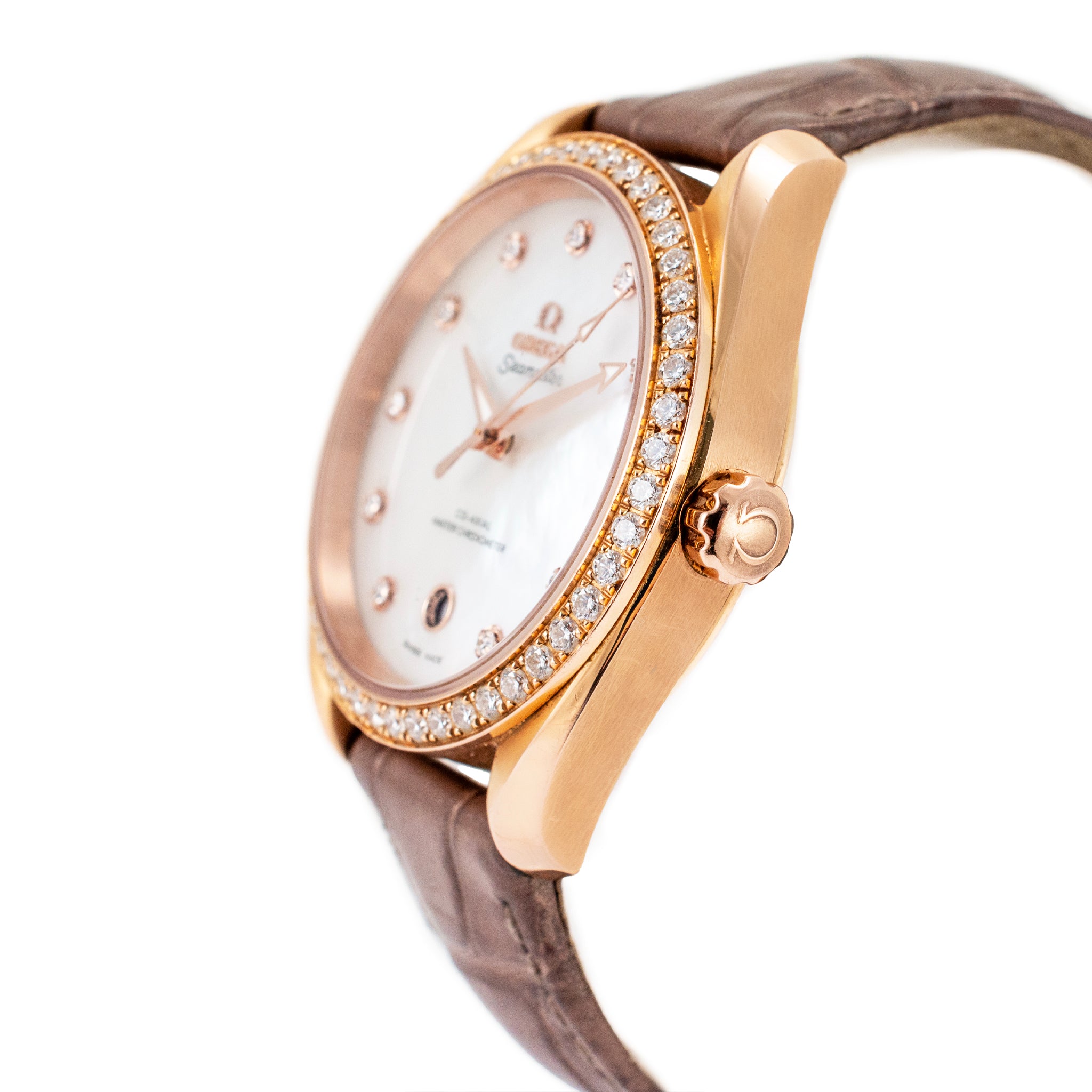 Omega Seamaster Aqua Terra 38MM 220.58.38.20.55.001 Diamond 18K Rose Gold Watch