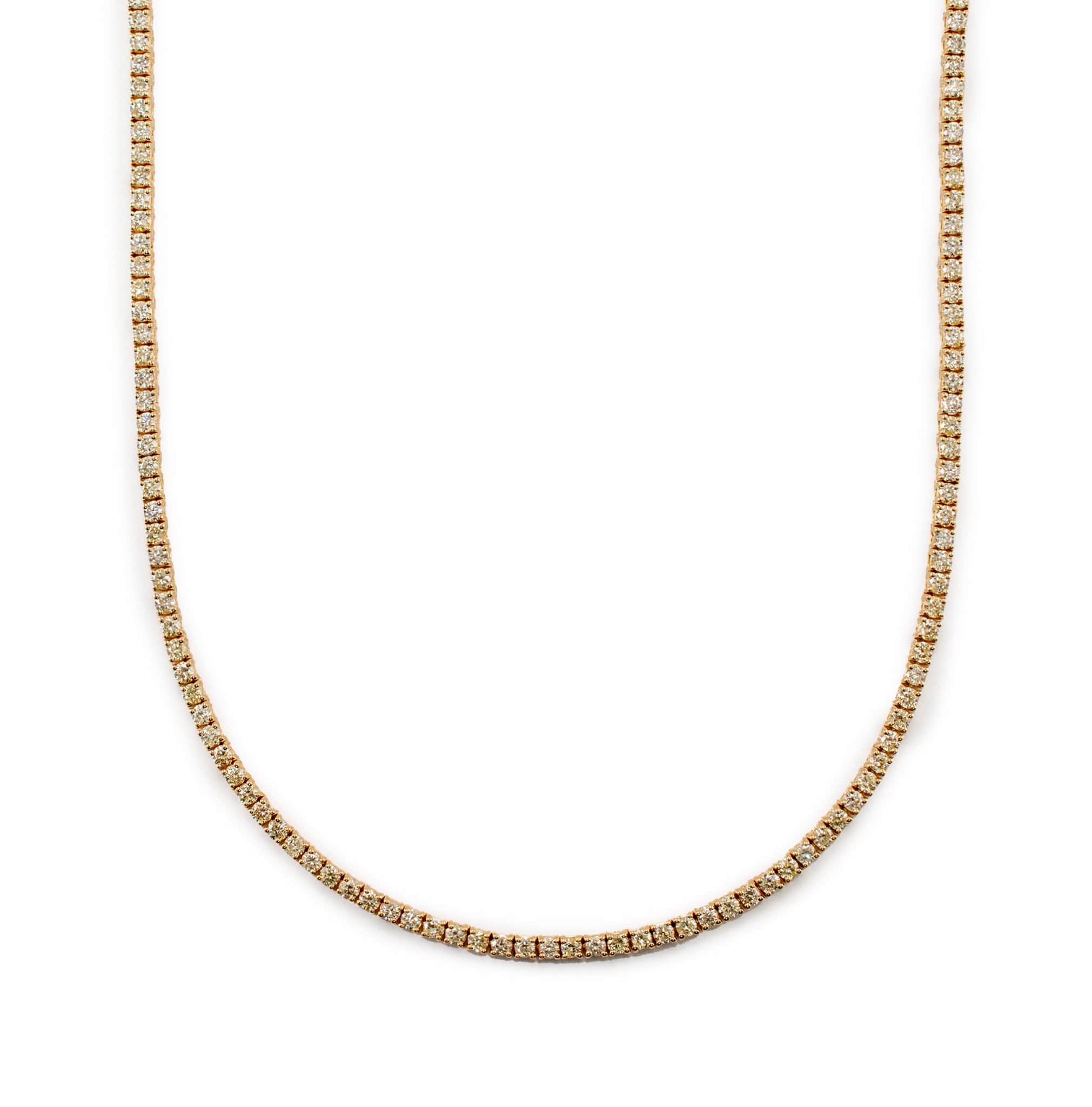 14K Yellow Gold 6.30ct Diamond Tennis Chain Necklace
