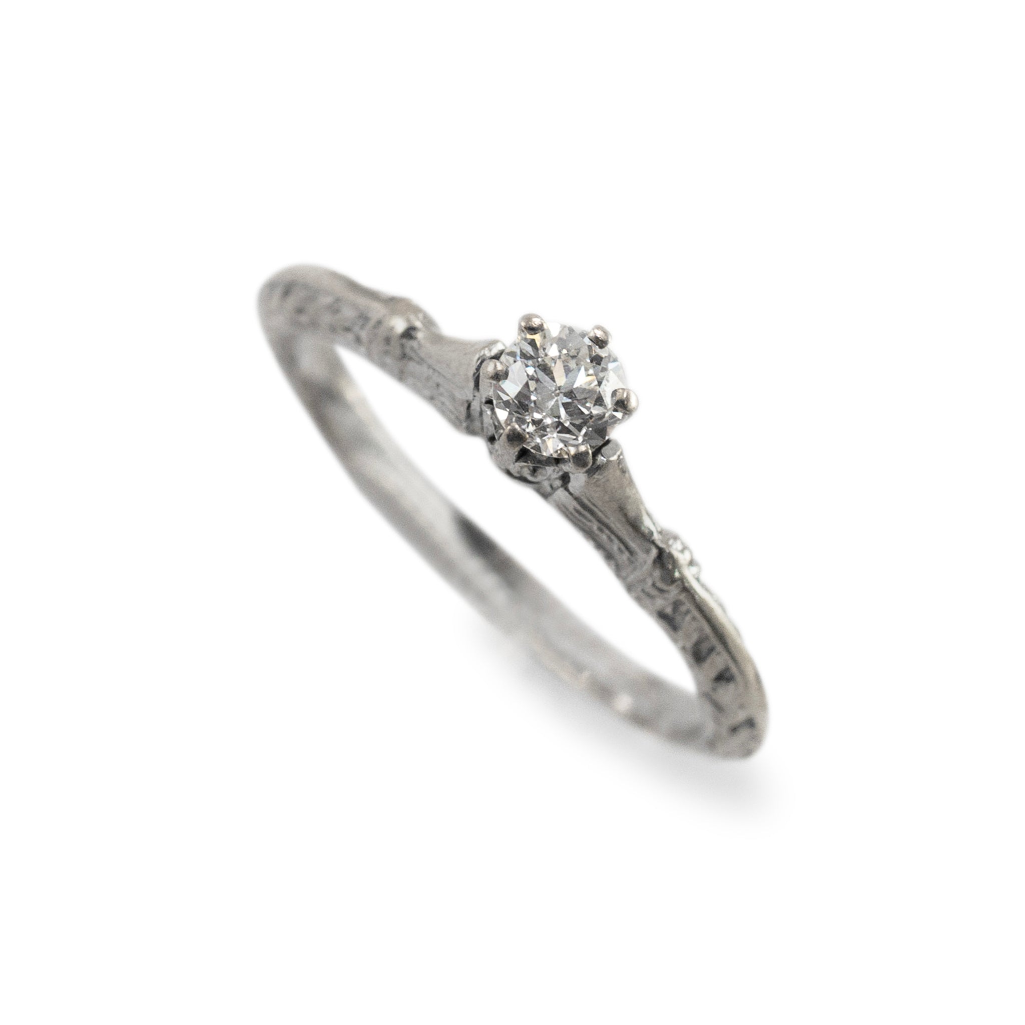 Antique 14K White Gold 0.20ct Old European Cut Diamond Promise Engagement Ring