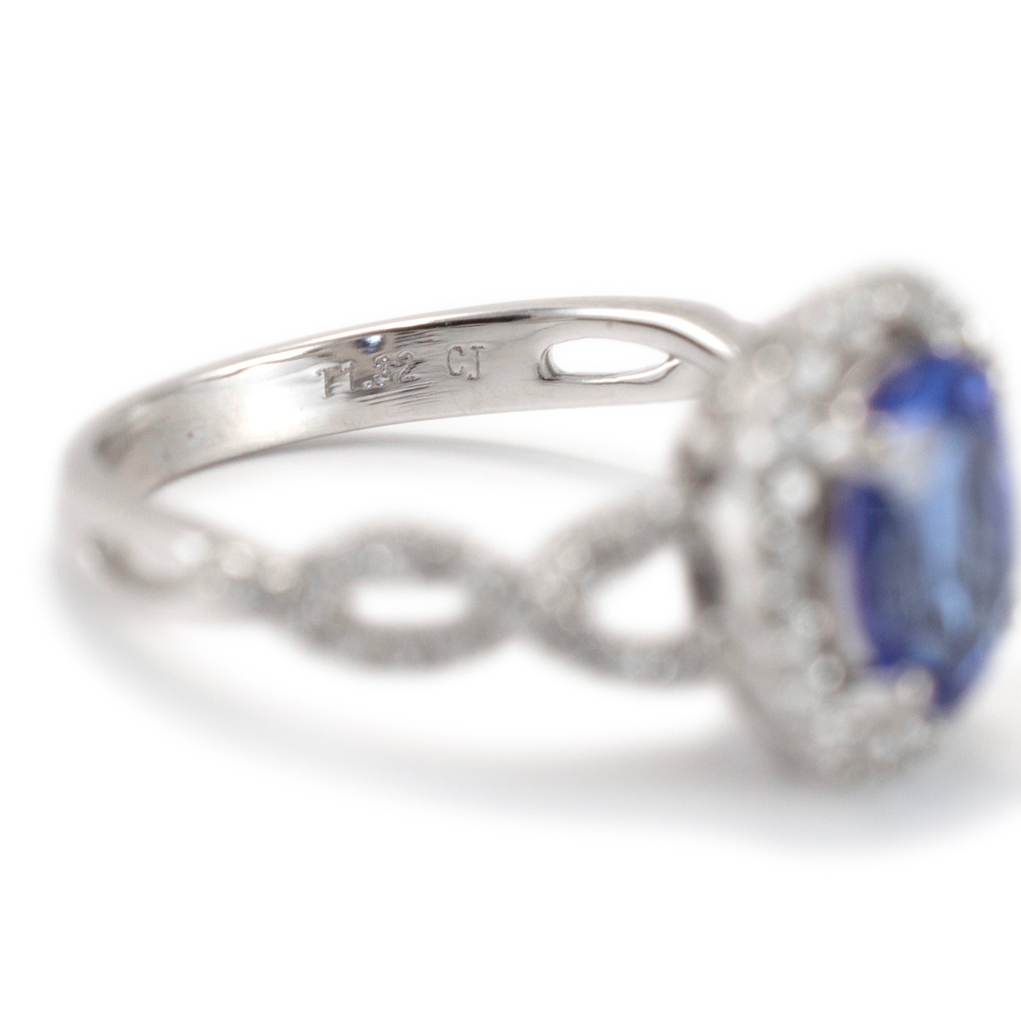14K White Gold 1.32ct Tanzanite Halo Accented Diamond Cocktail Ring