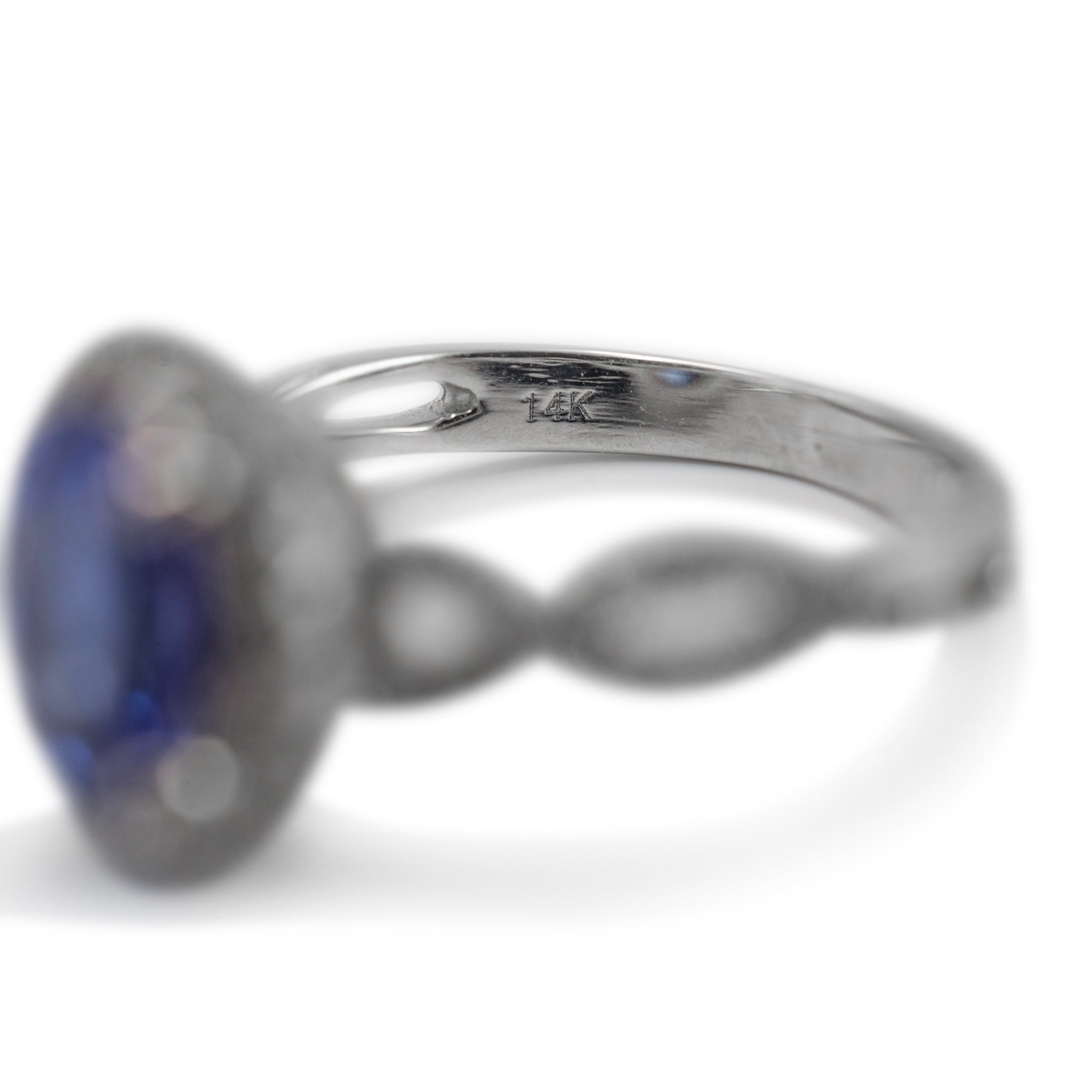 14K White Gold 1.32ct Tanzanite Halo Accented Diamond Cocktail Ring