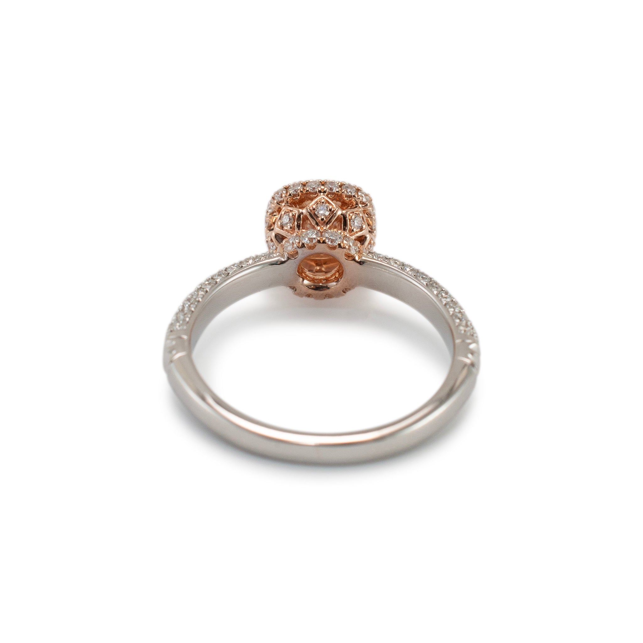 Ladies 14K White and Rose Gold 0.65ct Round Halo Diamond Engagement Ring