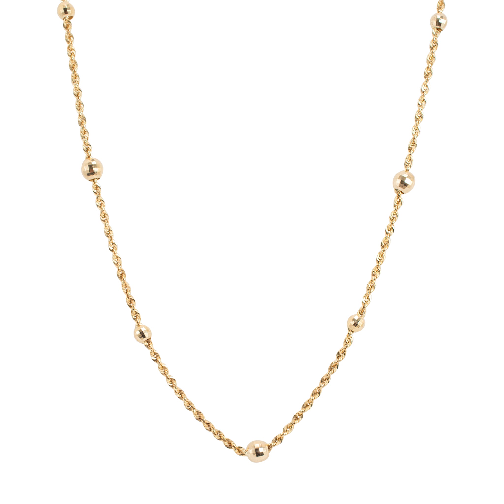 14K Yellow Gold Beaded 40” Rope Chain