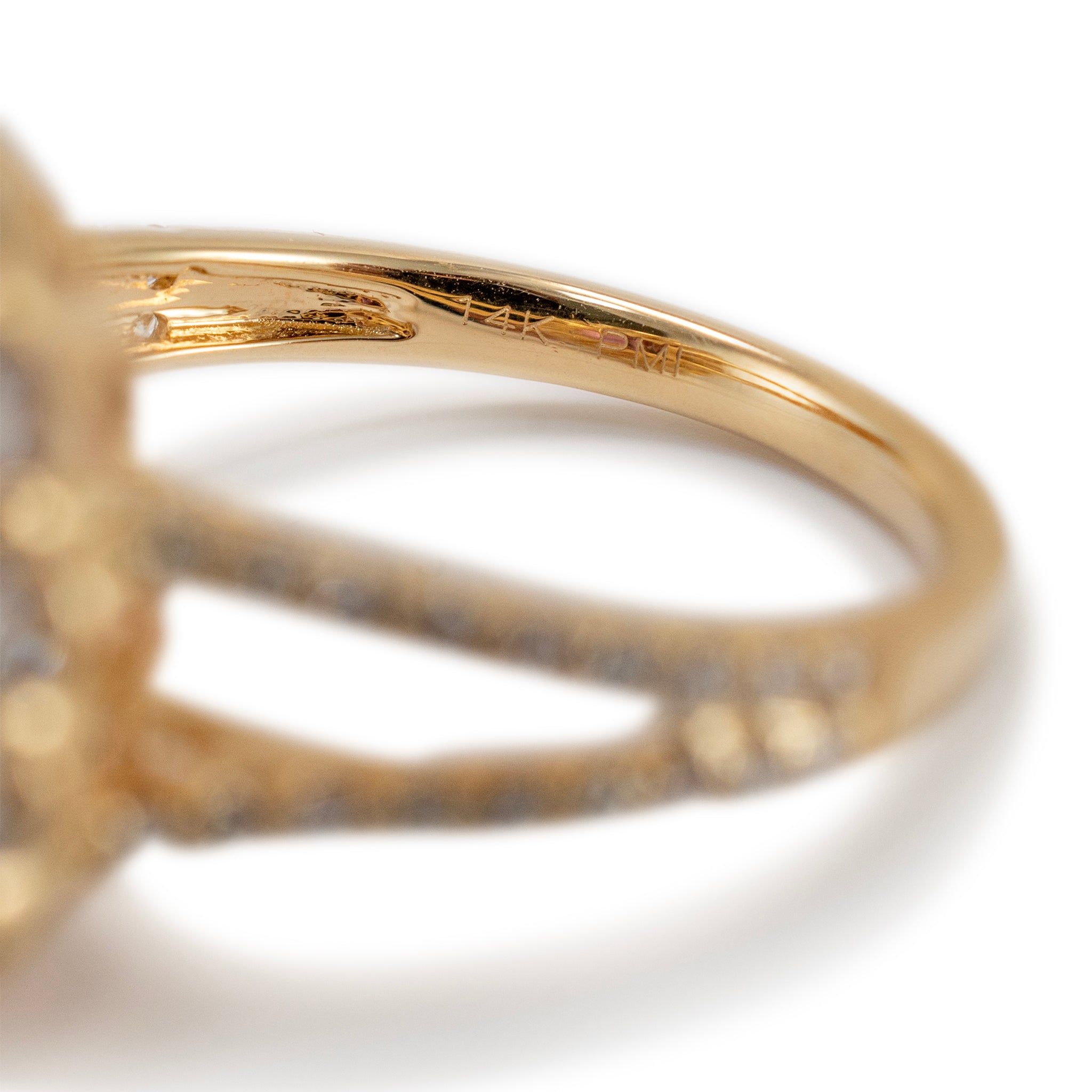 14K Yellow Gold Purple Lab Grown Sapphire Halo Accented Diamond Cocktail Ring