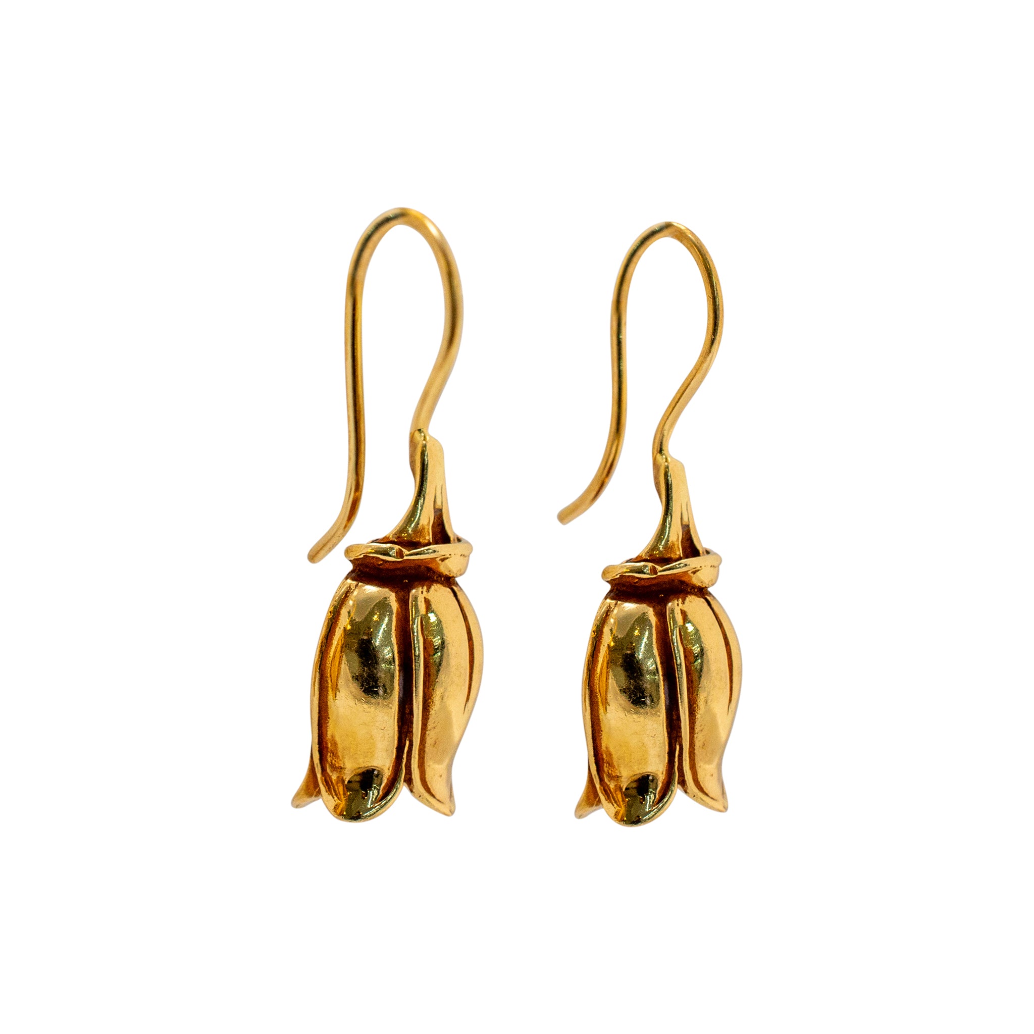 Antique 14K Yellow Gold Open Floral Drop Earrings