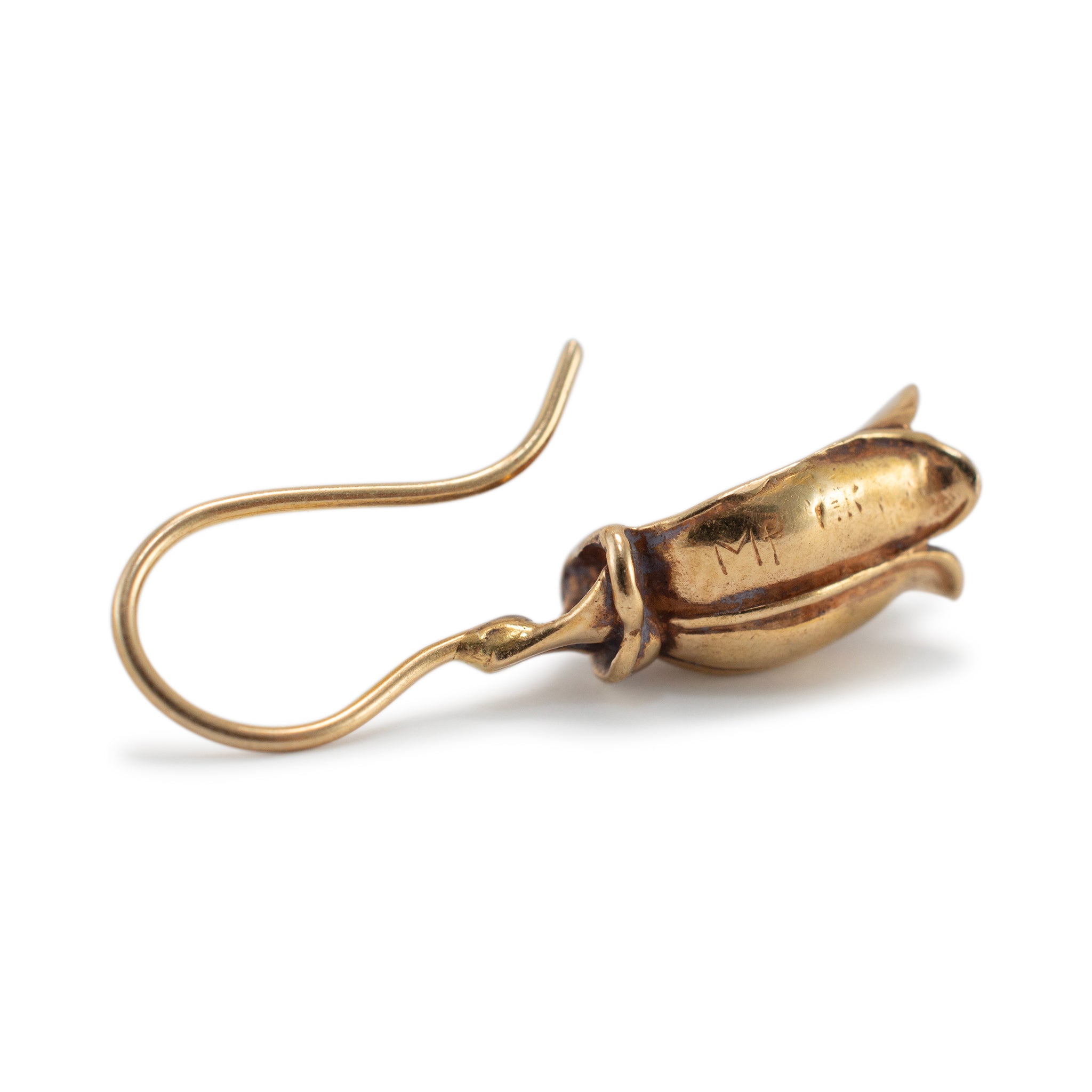 Antique 14K Yellow Gold Open Floral Drop Earrings