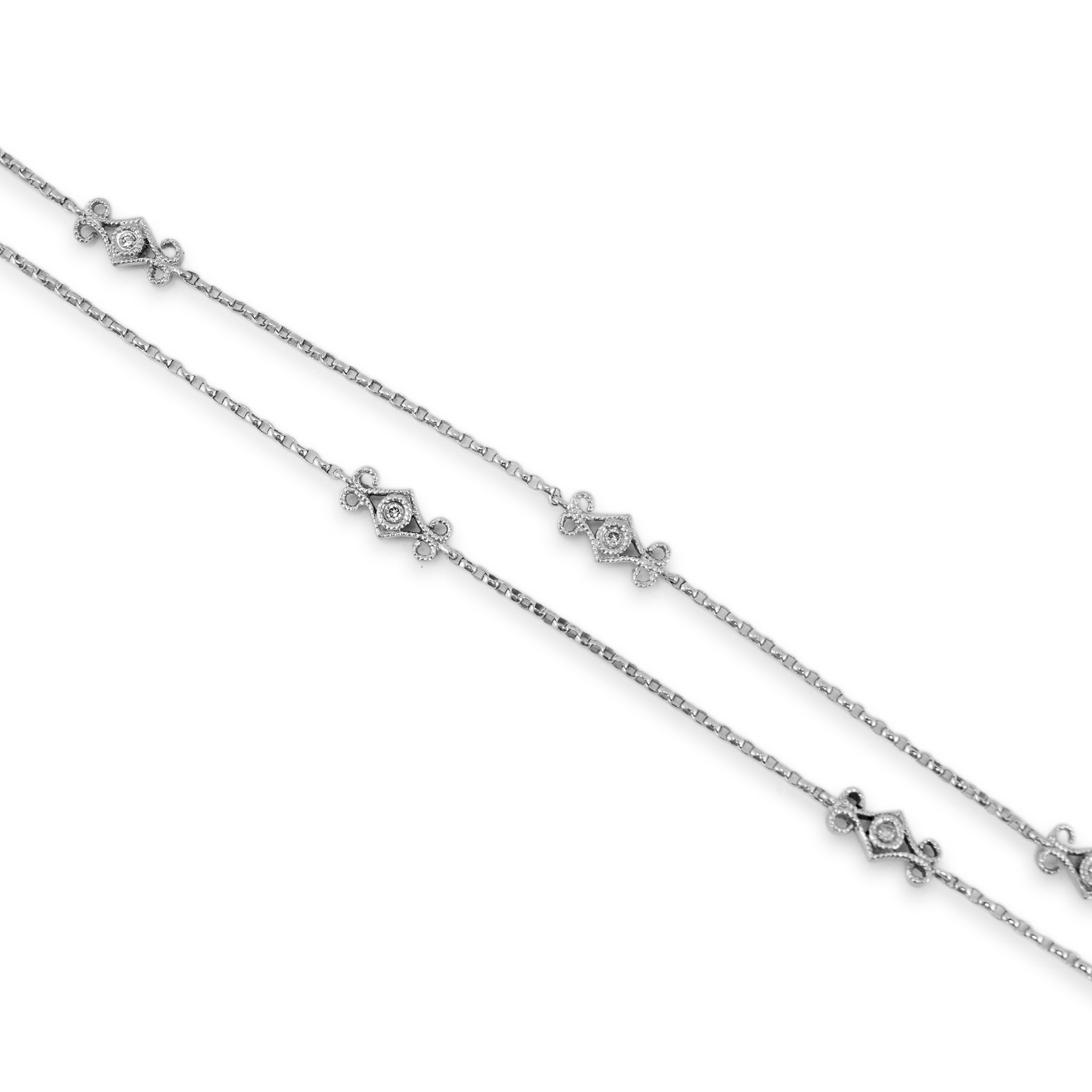 Gabriel & Co. 14K White Gold Diamond Station Chain by the Yard Necklace