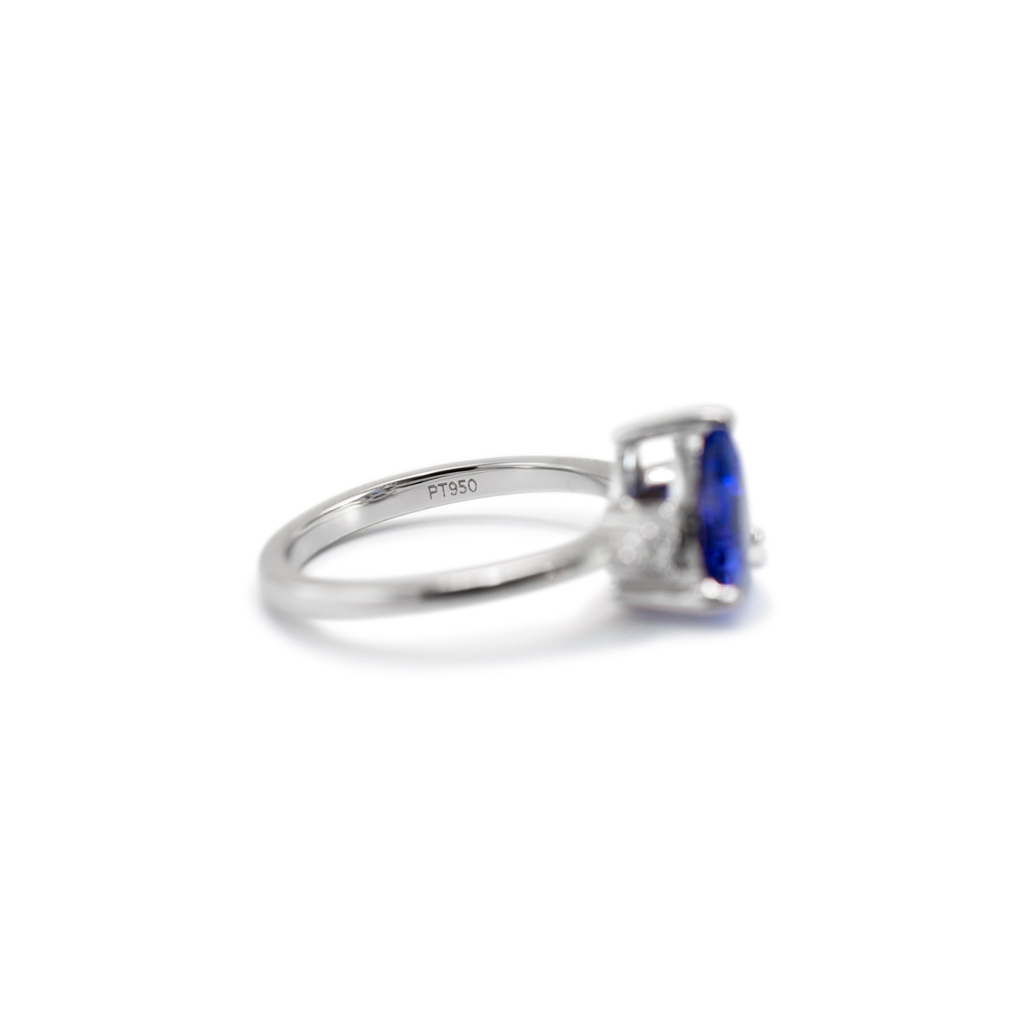 Ladies 950 Platinum Tanzanite Accented Diamond Cocktail Ring