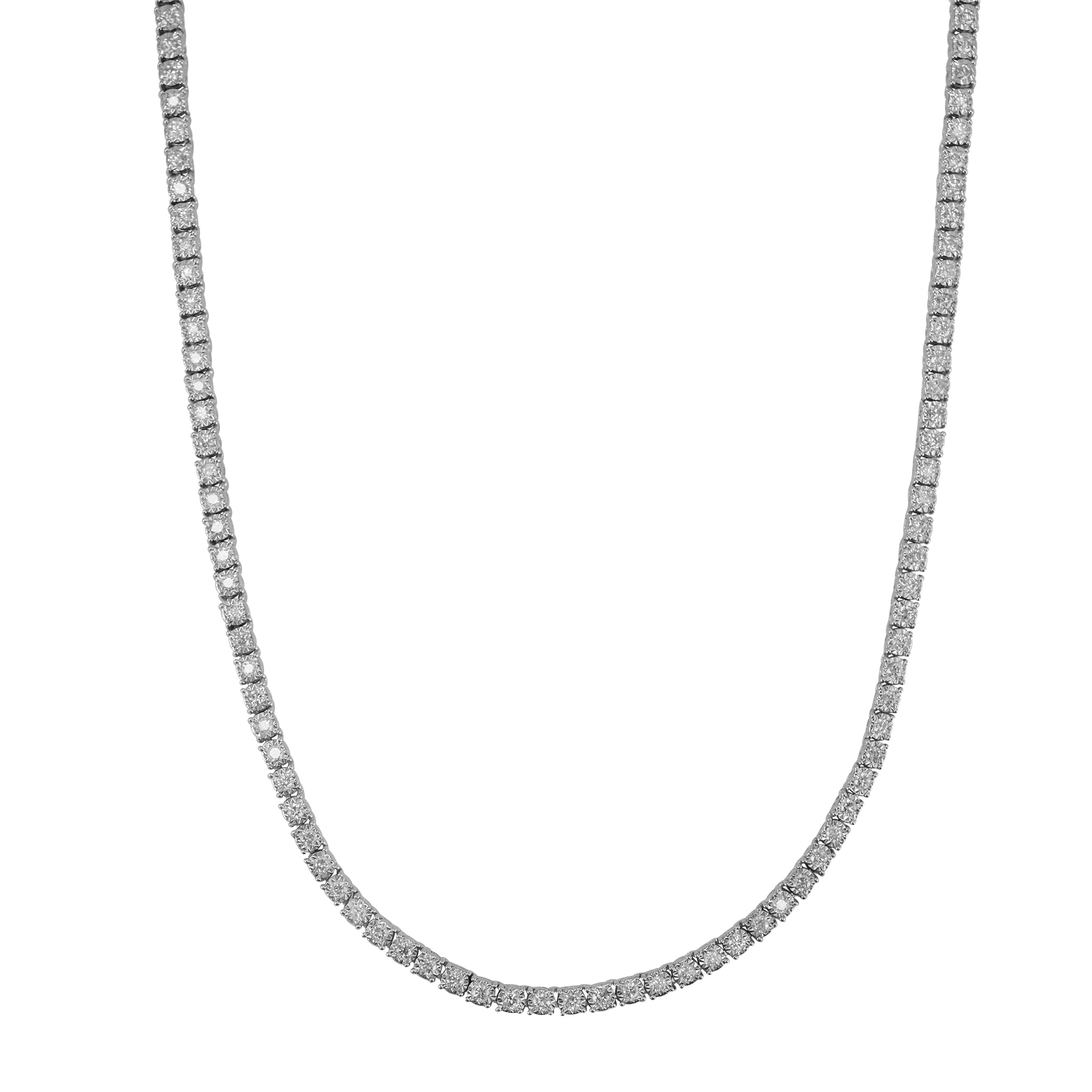10K White Gold 9.86ct Diamond Tennis Chain Necklace