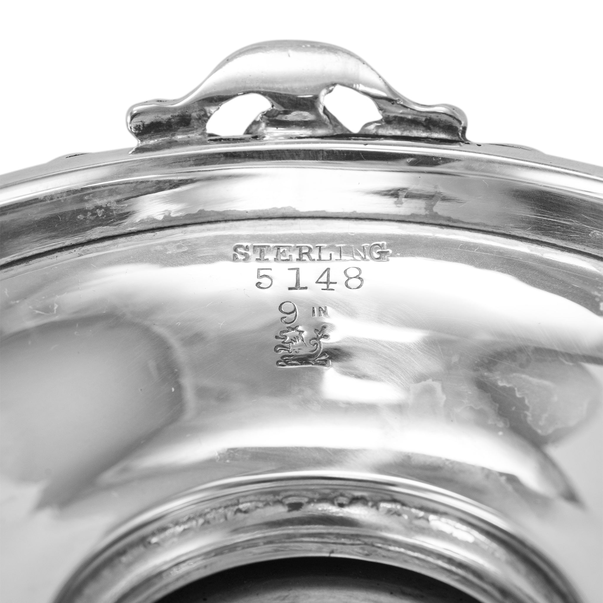 Antique 925 Sterling Silver Floral Scroll Round Serving Bowl