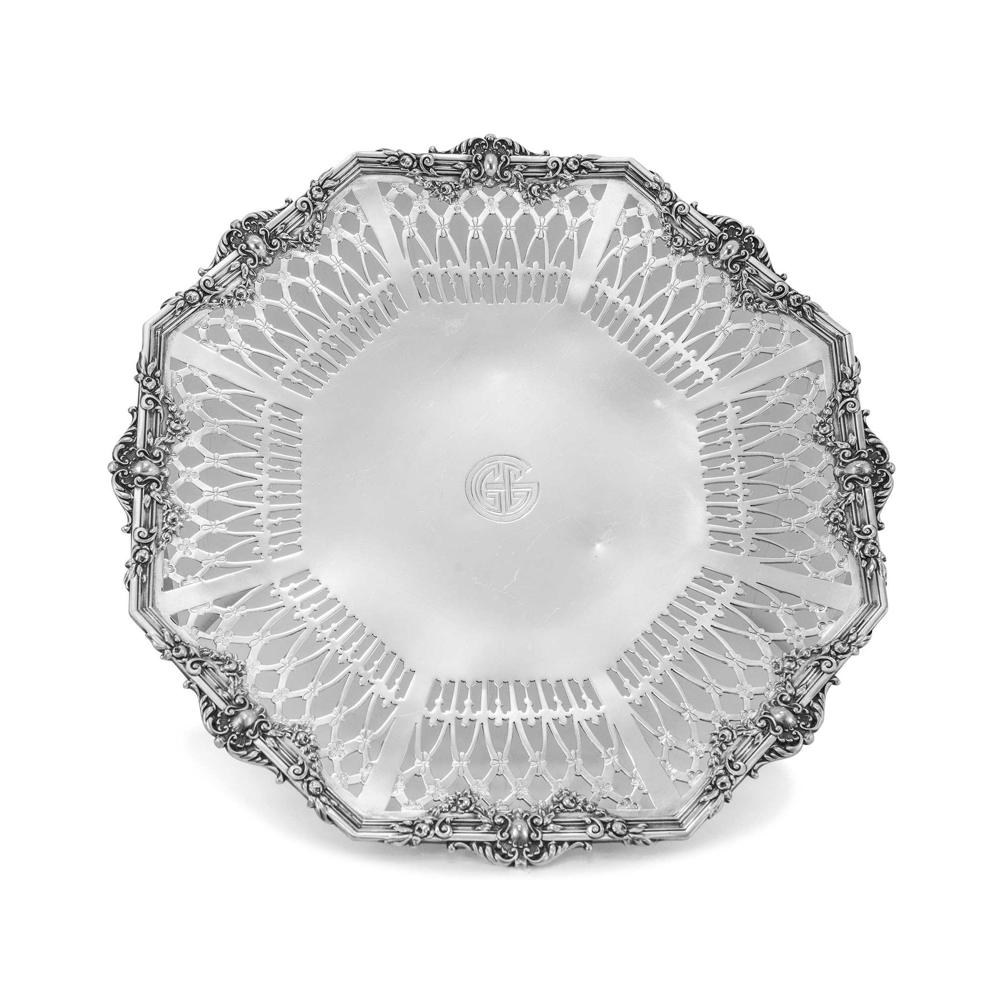 Vintage 925 Sterling Silver Round Platter Tray