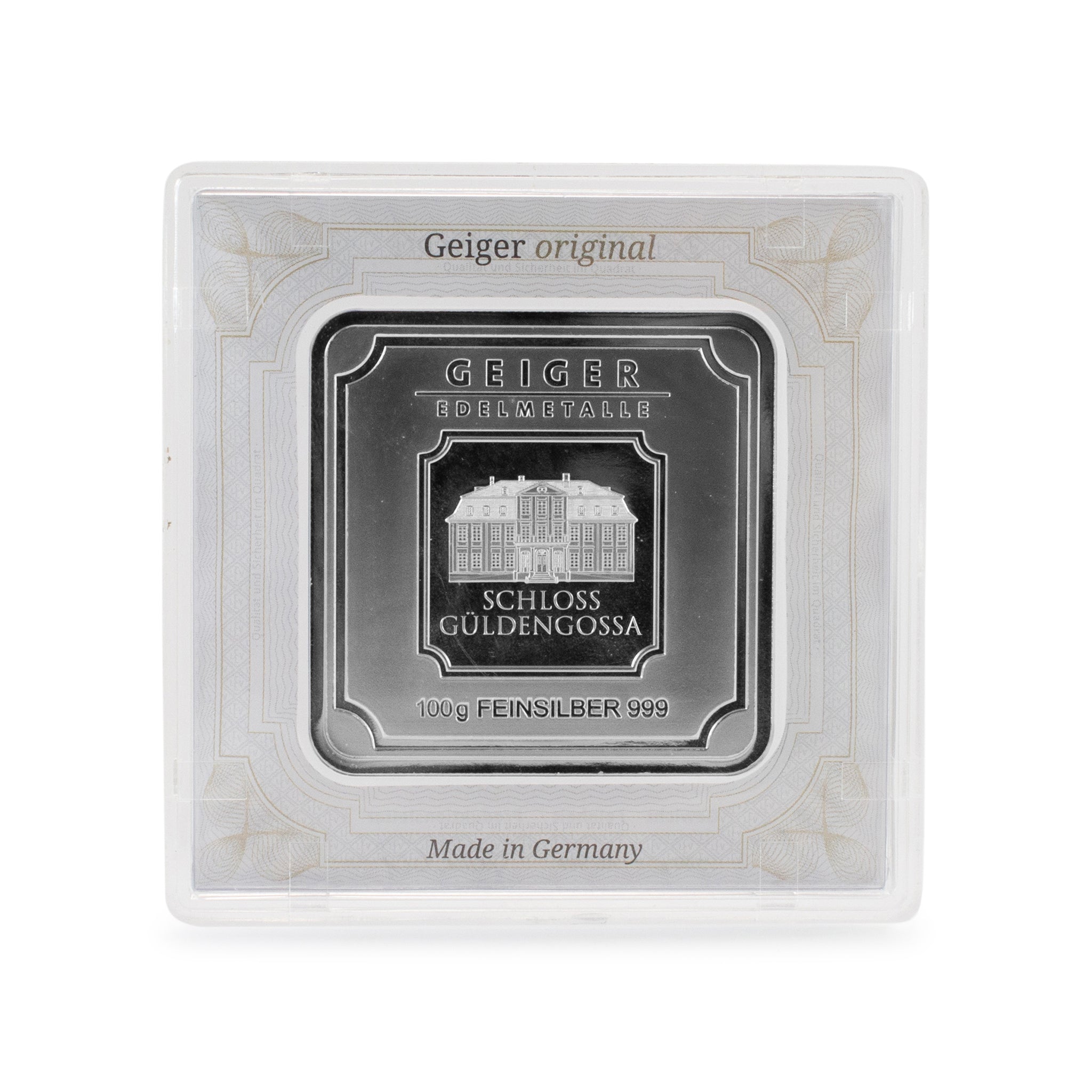 Geiger Edelmetalle Fine Silver Bar 100 Gram .999 Pure
