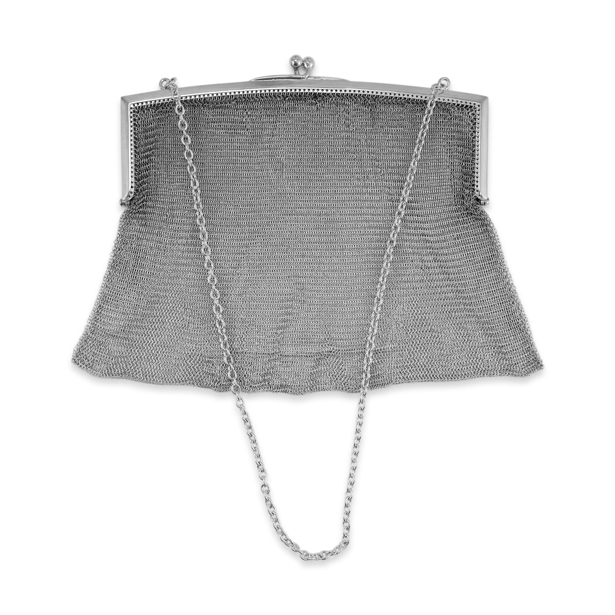 Antique 800 Silver Metal Chain Mesh Purse