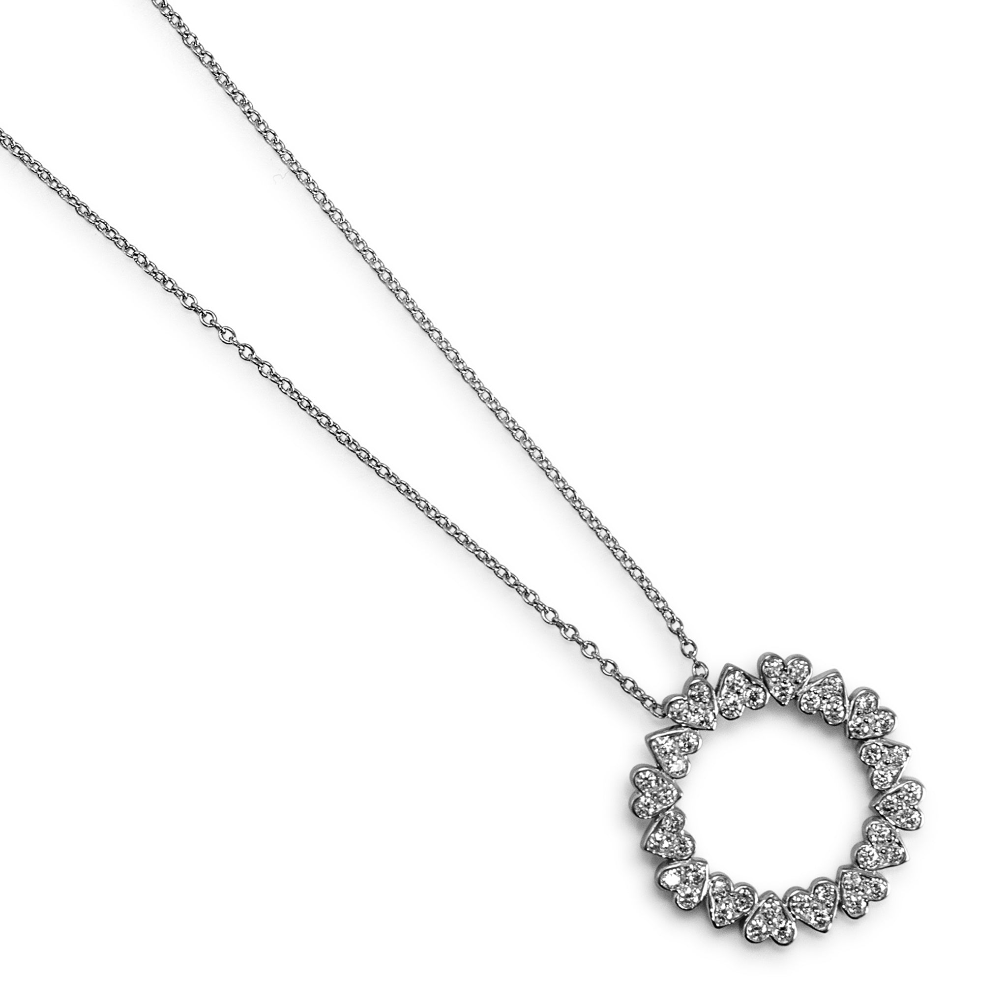 Jose Hess 18K White Gold Diamond Circle Pendant Necklace