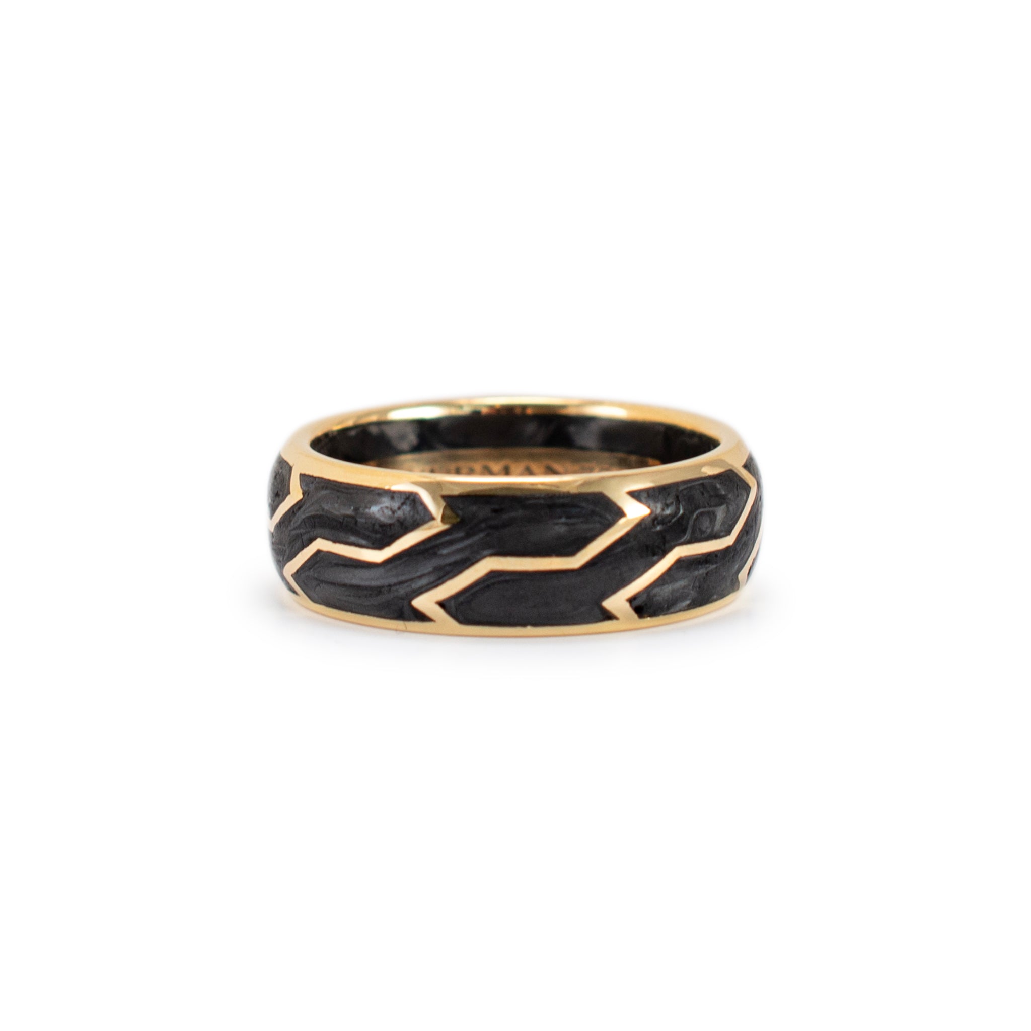Men’s David Yurman 18K Yellow Gold Forged Carbon 8.5mm Wedding Band Ring