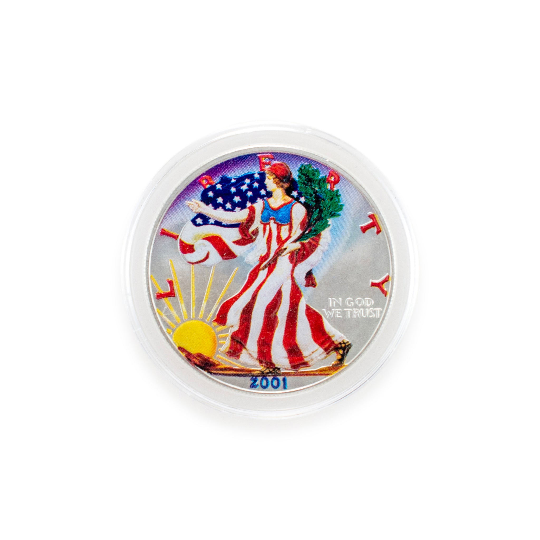 2001 Painted 1OZ 999 Silver $1 American Eagle Liberty Coin