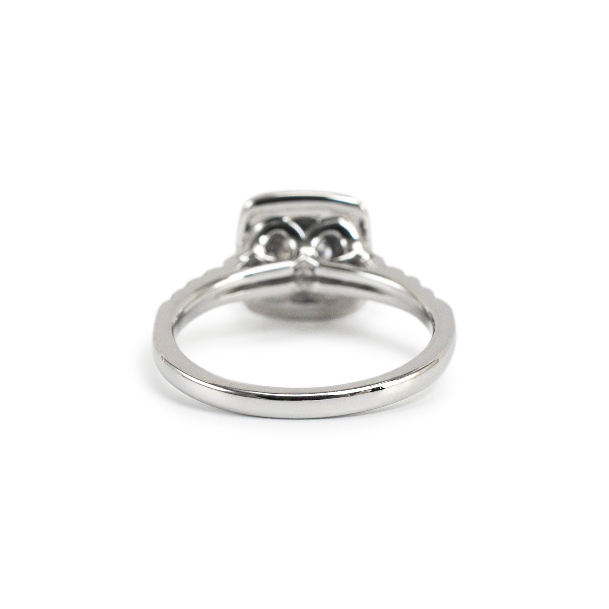 Ladies 14K White Gold Halo Accented Lab Grown Diamond Engagement Ring