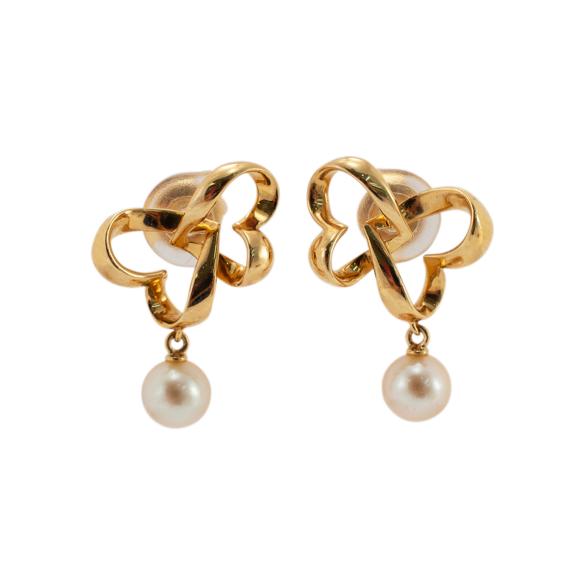 Mikimoto 18K Yellow Gold Pearls Stud Dangle Earrings