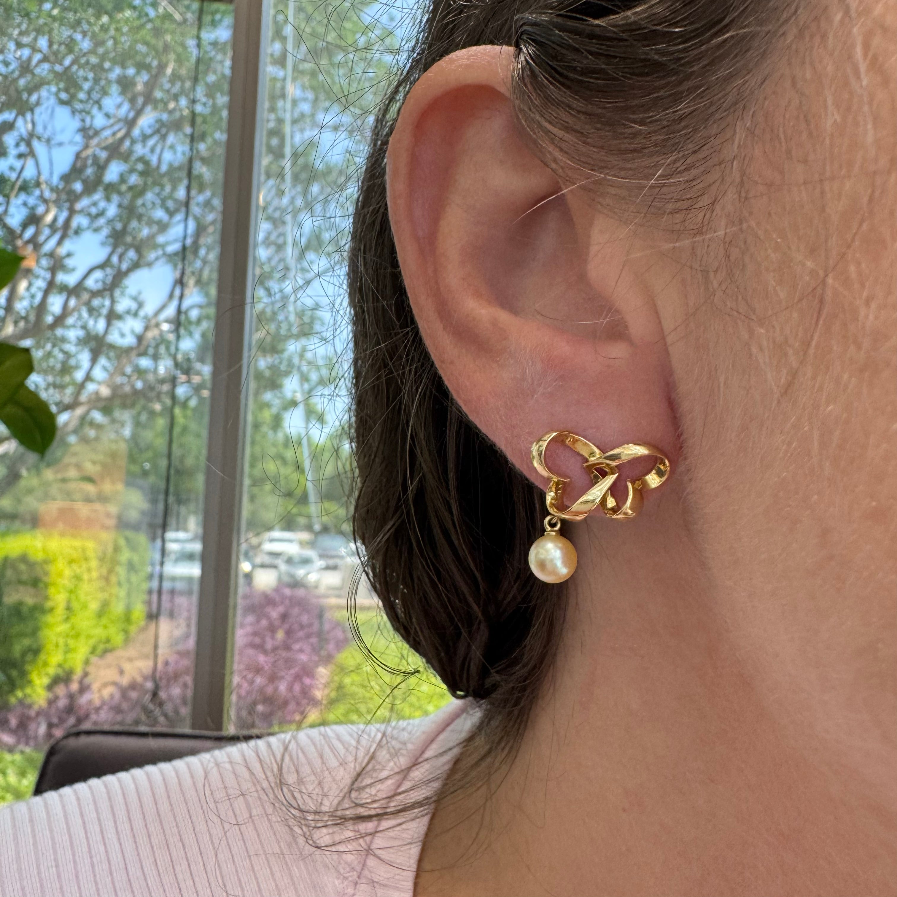 Mikimoto 18K Yellow Gold Pearls Stud Dangle Earrings