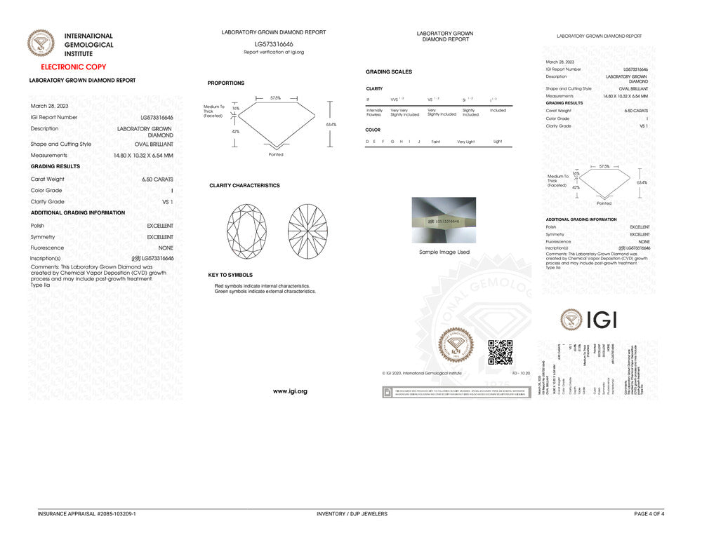 Ladies 18K White Gold Igi 6.50CT I VS1 Oval Lab Grown Diamond Hidden Halo Accented Engagement Ring