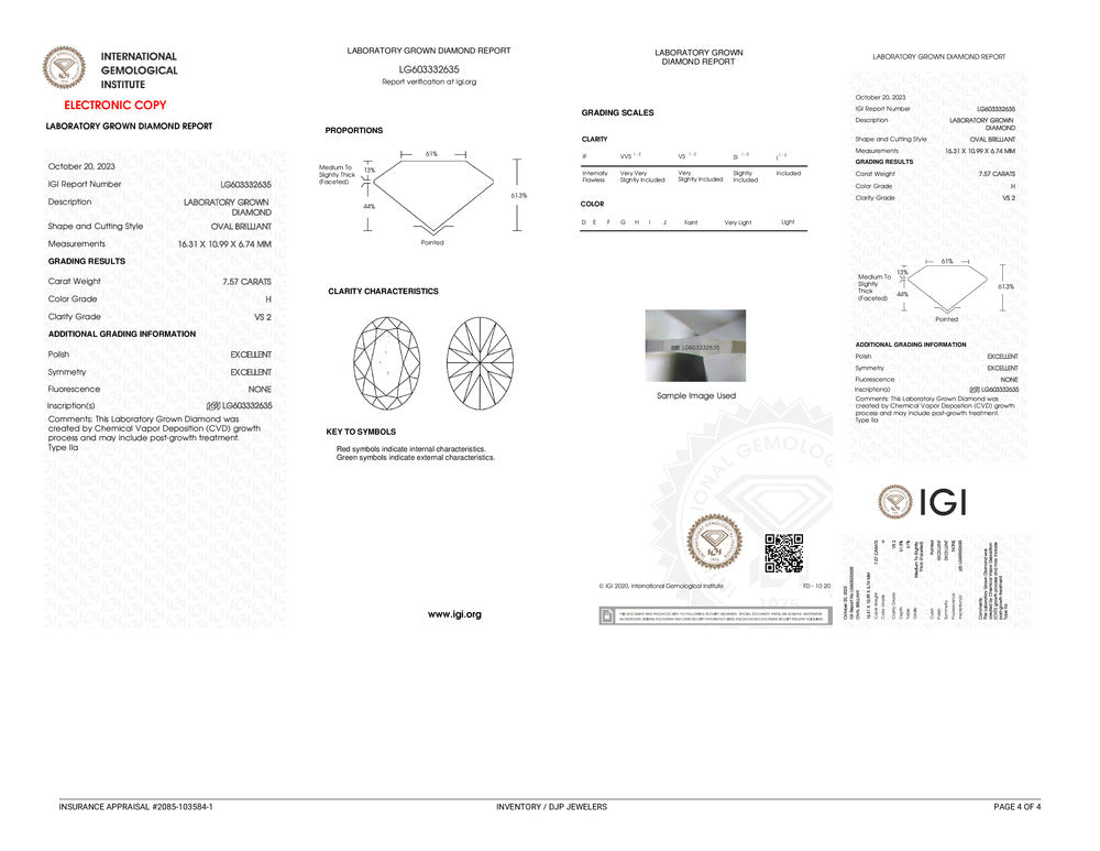 14K White Gold Lab Grown Oval 7.57ct H VS2 Diamond Halo Emerald Engagement Ring