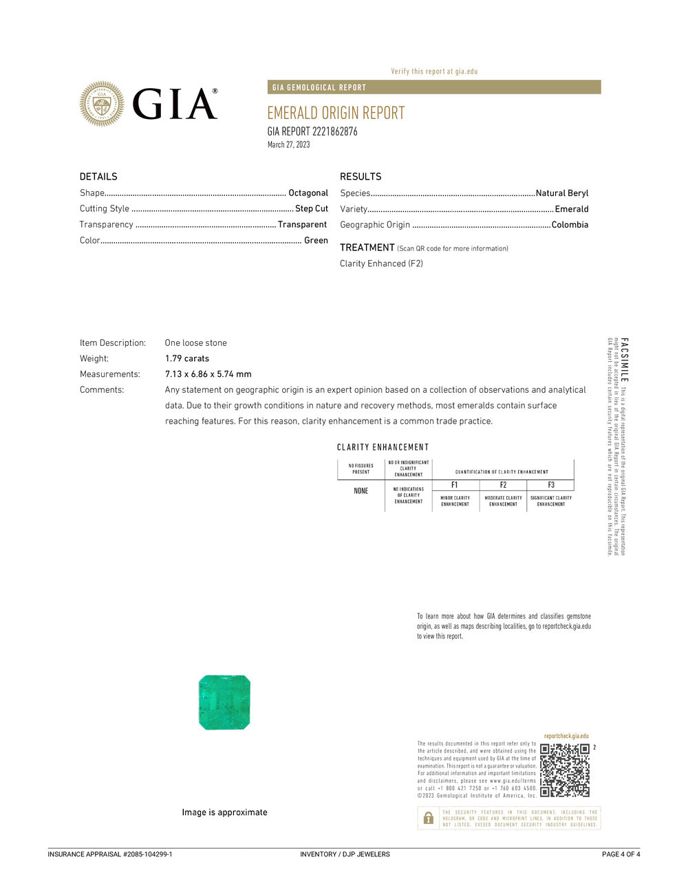 Ladies 18K White Gold GIA Colombian Emerald Halo Accented Diamond Cocktail Ring