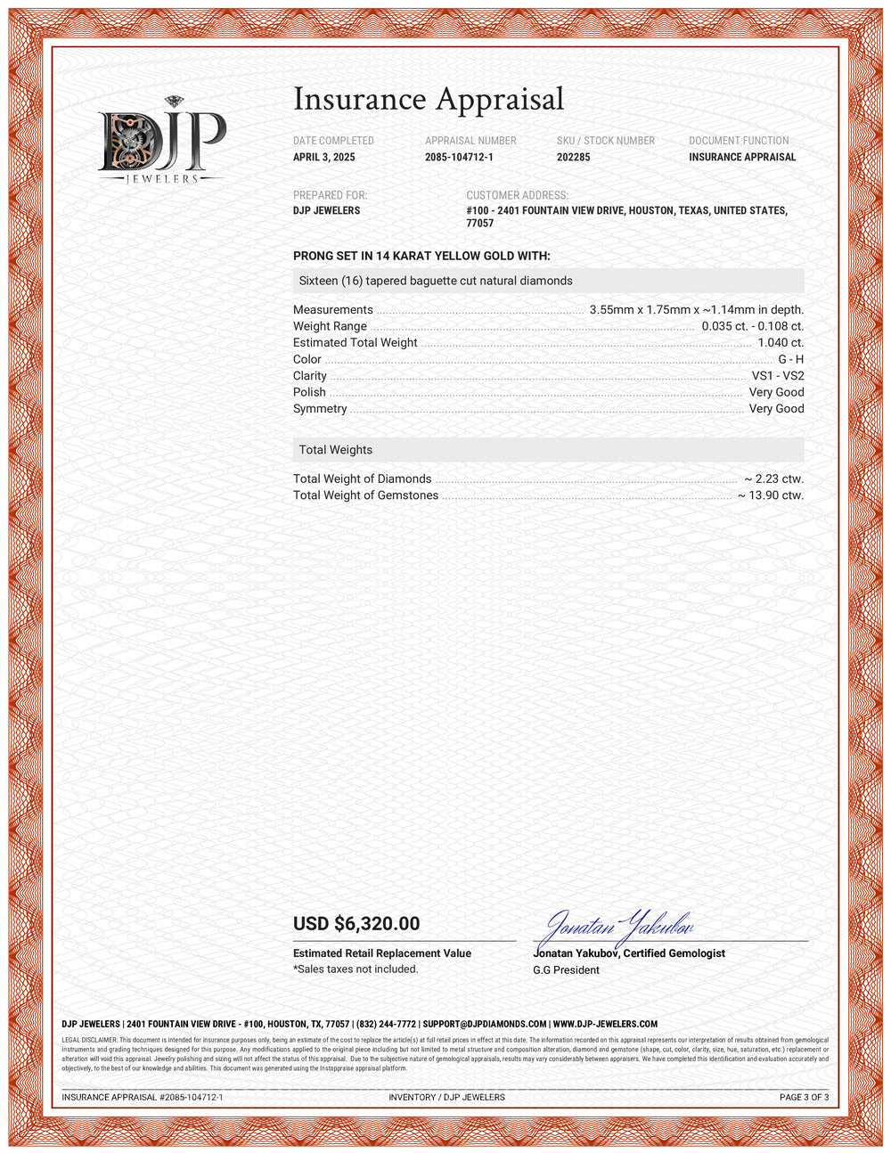 Ladies 14K Yellow Gold Pearl Double Halo Baguette & Round Diamond Cocktail Ring