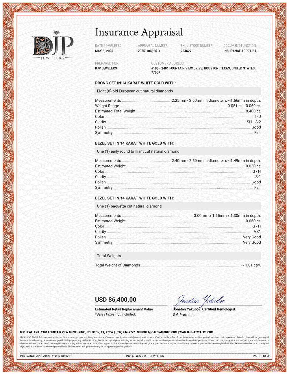 Ladies Antique White Gold Old European & Baguette Diamond Cocktail Ring