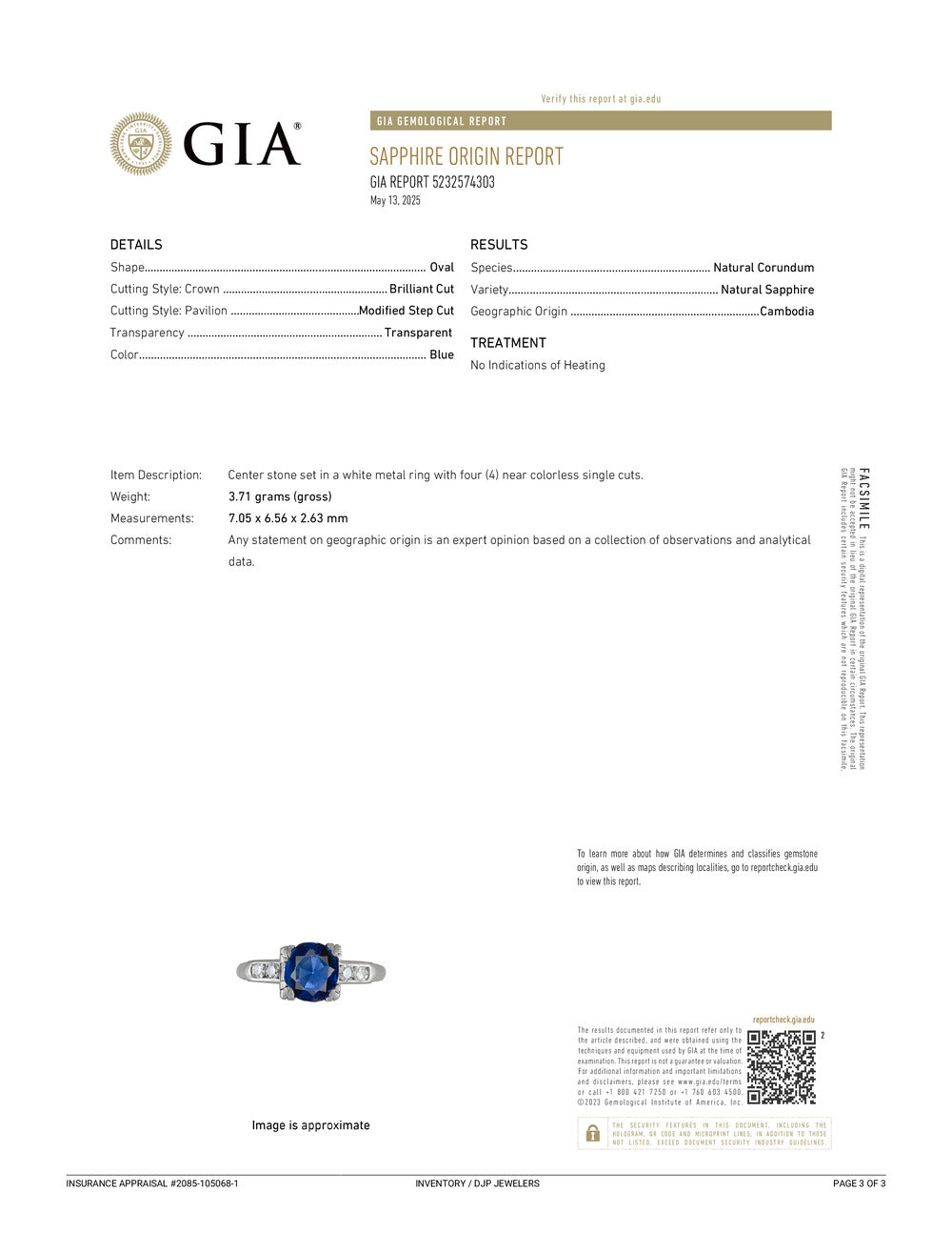 Vintage Platinum GIA Cambodia No Heat Sapphire Diamond Cocktail Ring