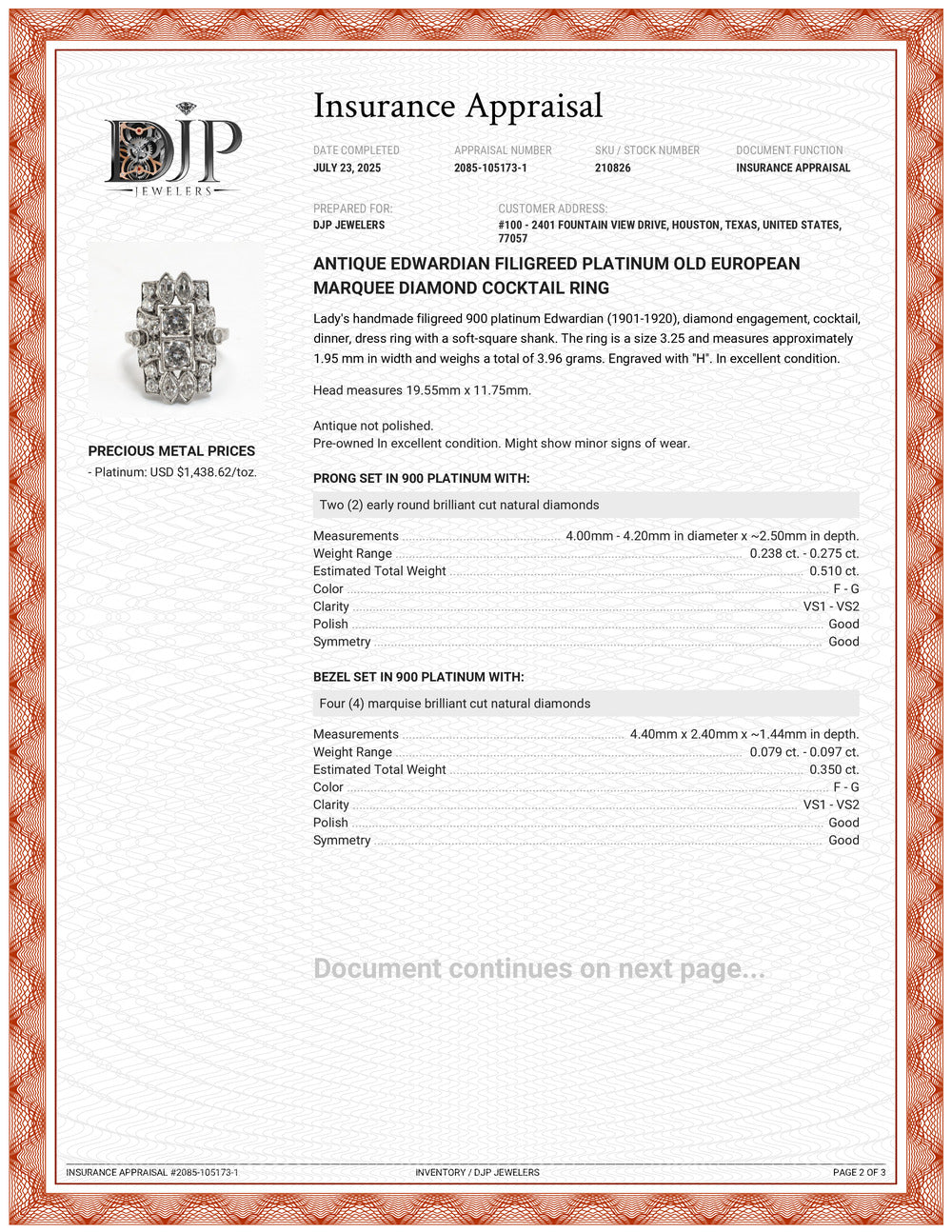 Antique Edwardian Filigreed Platinum Old European Marquee Diamond Cocktail Ring