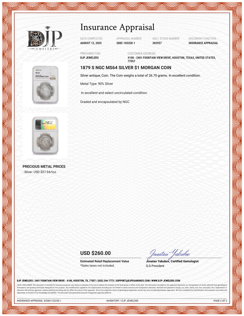 1879 S NGC MS64 Silver $1 Morgan Coin