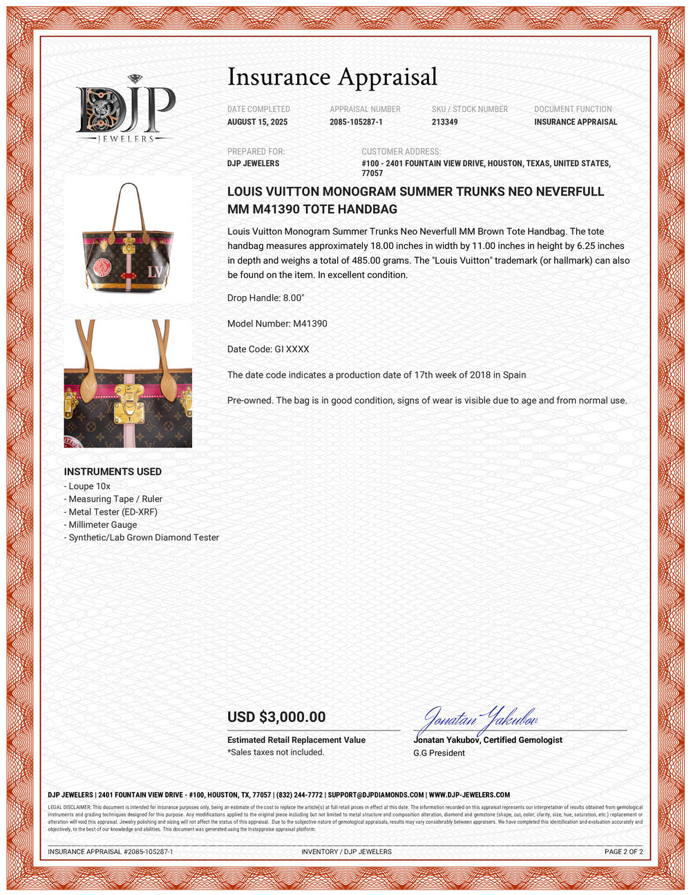 Louis Vuitton Monogram Summer Trunks Neo Neverfull MM M41390 Tote Handbag