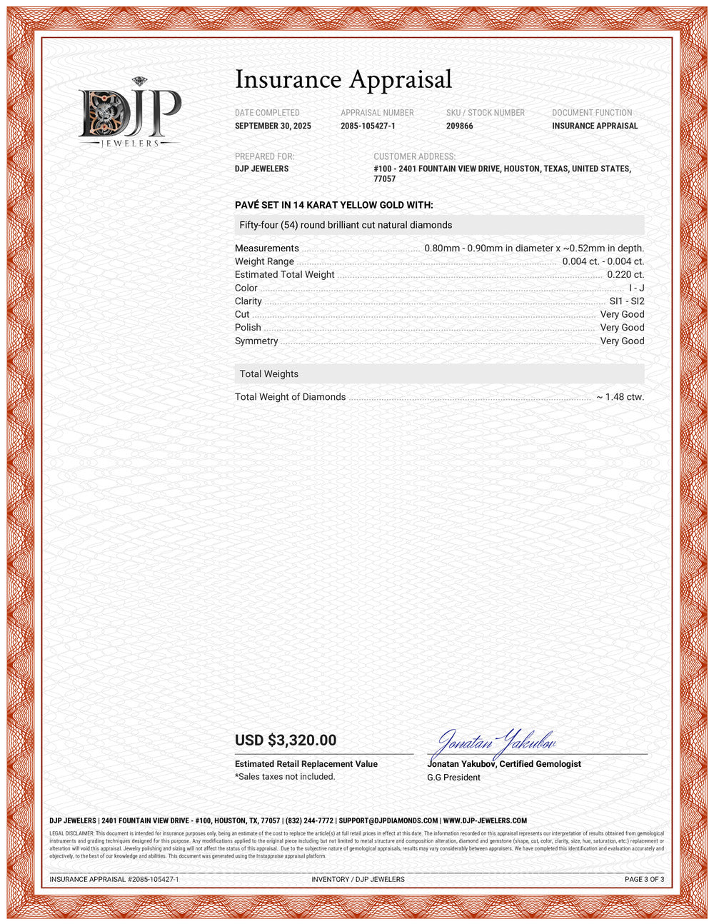 Ladies 14K Yellow Gold 1.48ct Two Tone Yellow White Diamond Pendant Necklace