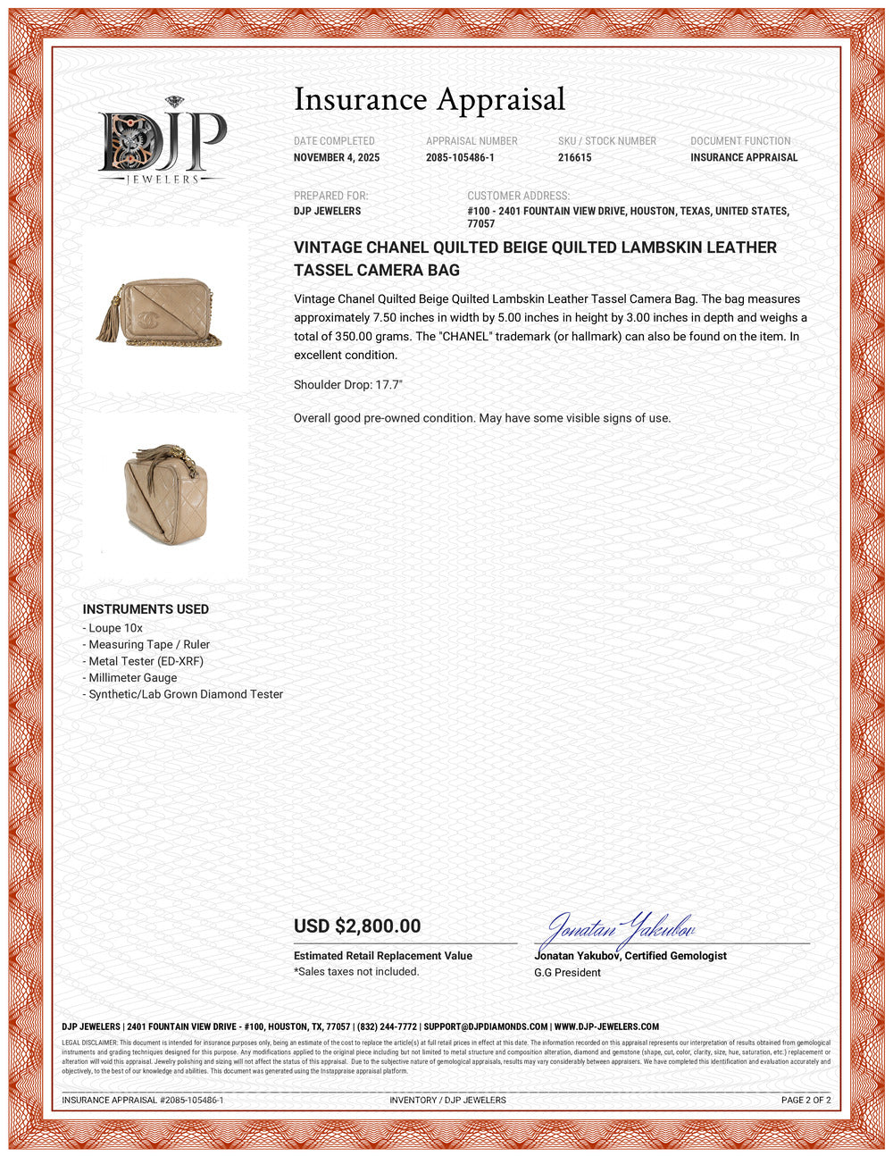 Vintage Chanel Quilted Beige Quilted Lambskin Leather Tassel Camera Bag