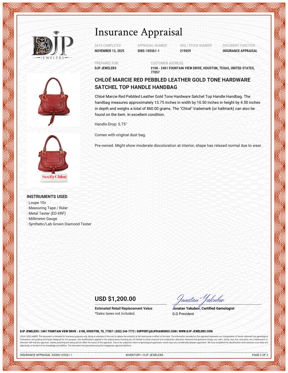 Chloé Marcie Red Pebbled Leather Gold Tone Hardware Satchel Top Handle Handbag