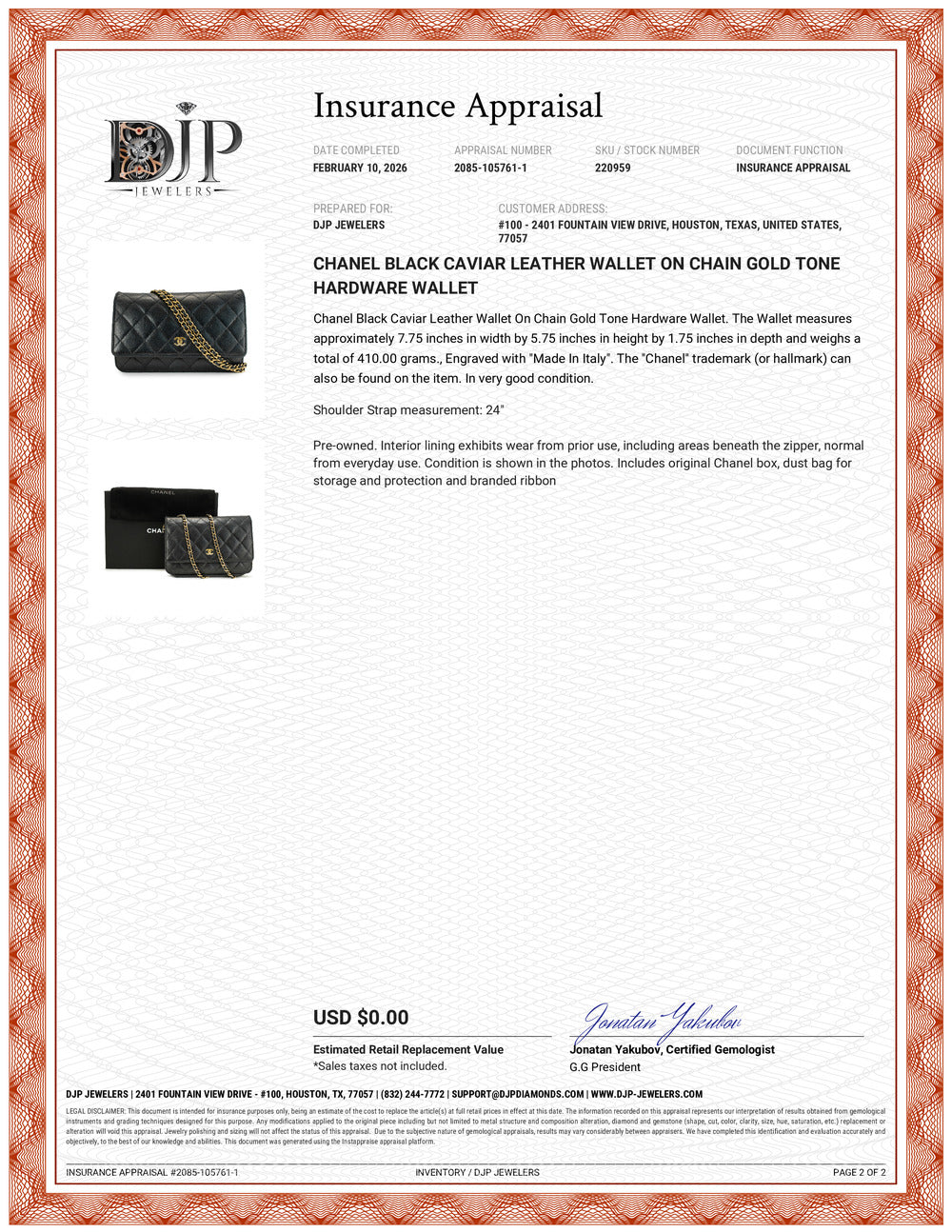 Chanel Classic Quilted Black Lambskin Wallet on Chain With Gold Hardware Bag