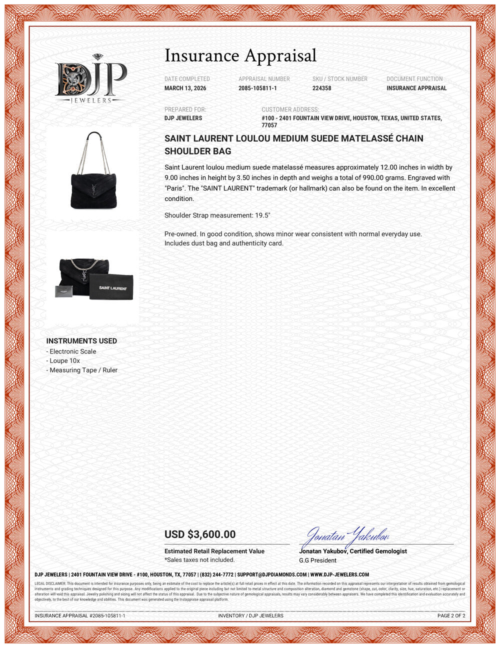 Saint Laurent Loulou Medium Suede Matelassé Chain Shoulder Bag