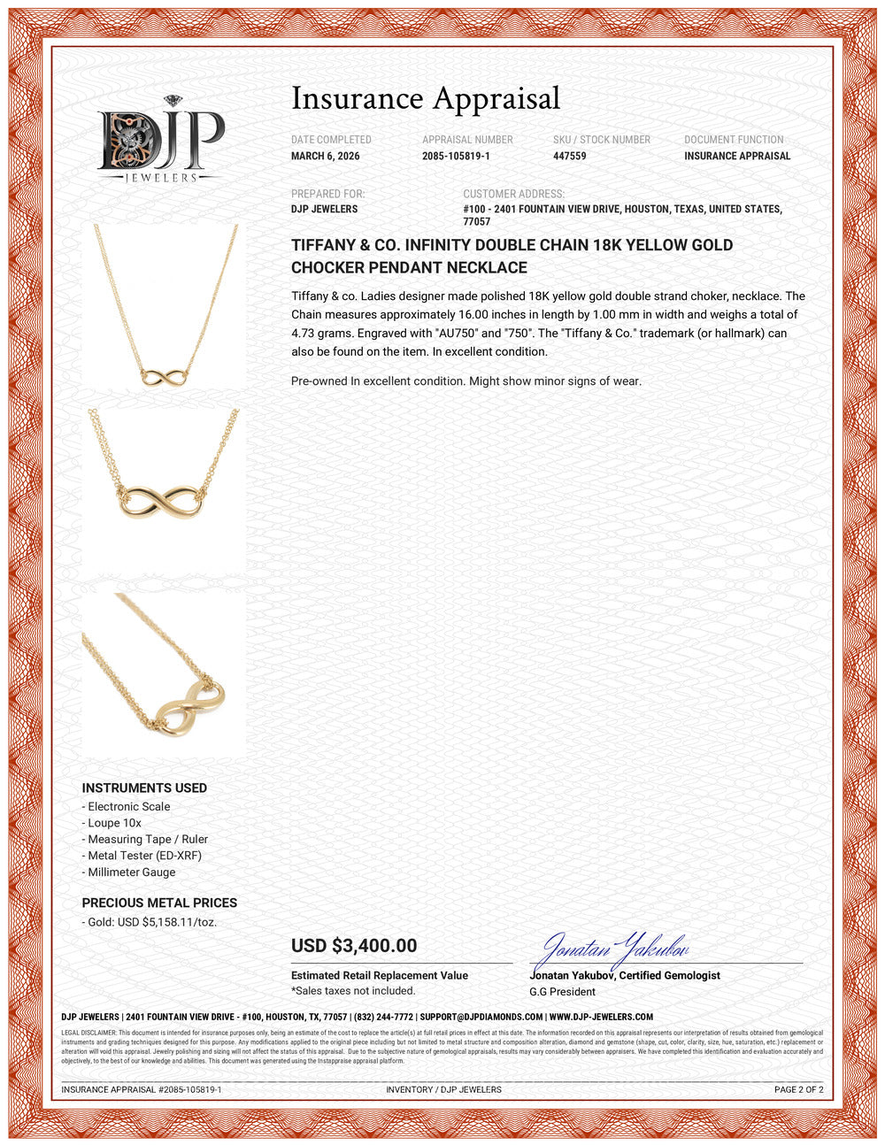 Tiffany & Co. Necklace 447559 | DJP Jewelers