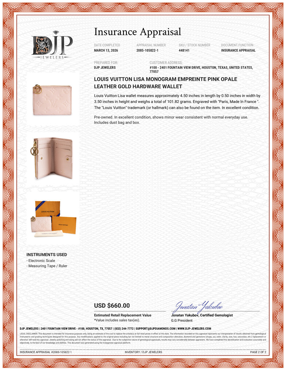 Louis Vuitton Lisa Monogram Empreinte Pink Opale Leather Gold Hardware Wallet