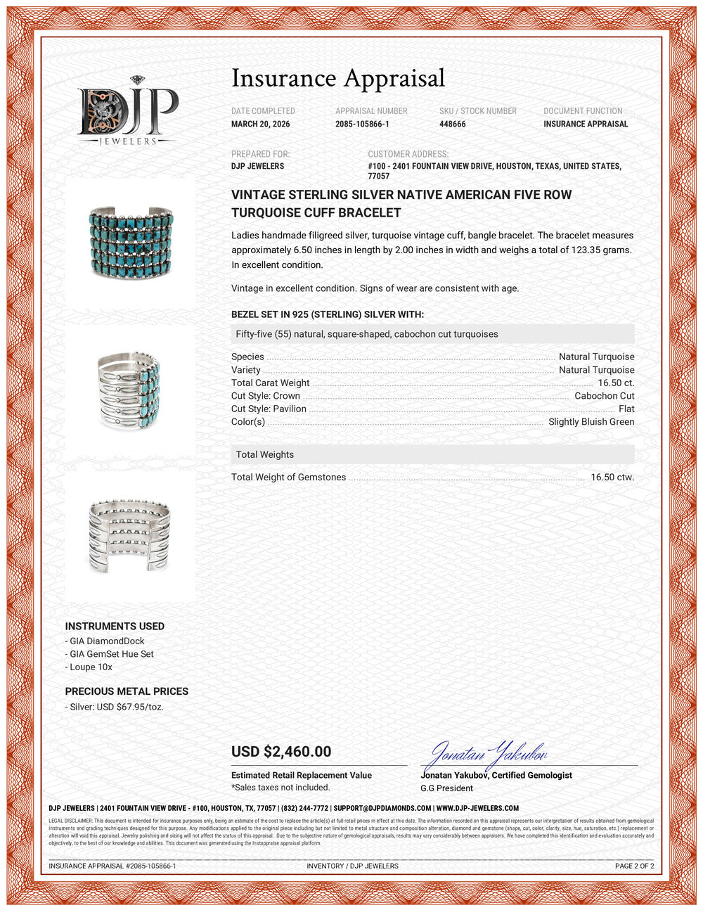 Vintage Sterling Silver Native American Five Row Turquoise Cuff Bracelet