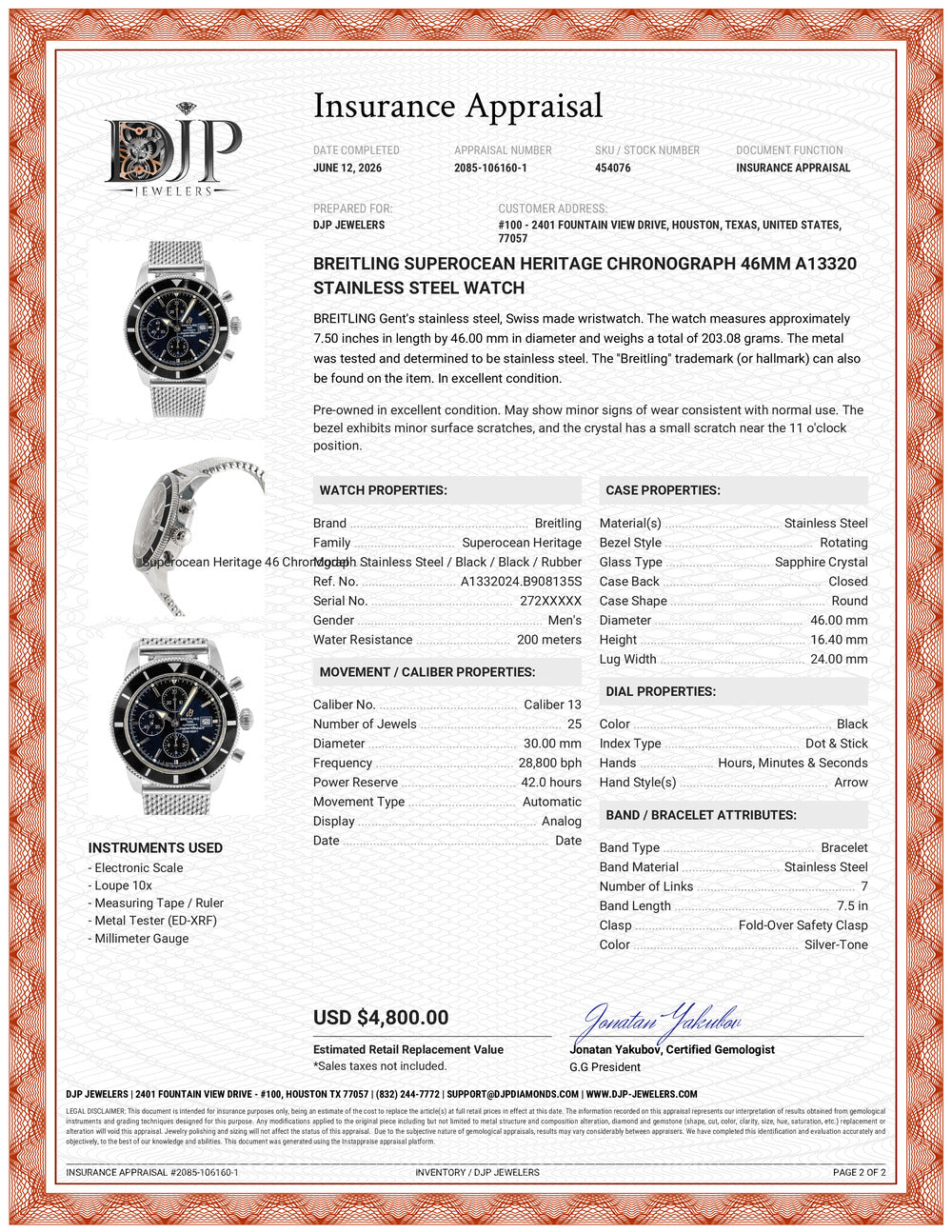 Breitling Superocean Heritage Chronograph 46MM A13320 Stainless Steel Watch