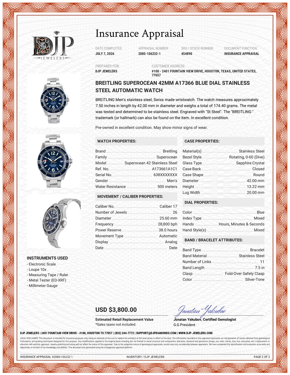 Breitling Superocean 42MM A17366 Blue Dial Stainless Steel Automatic Watch