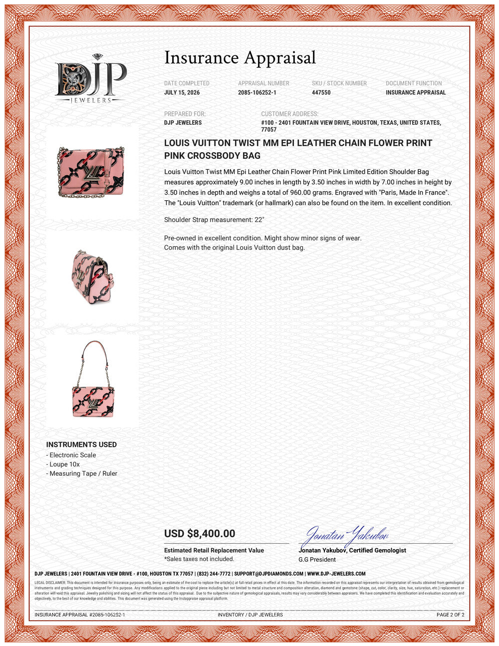Louis Vuitton Twist MM Epi Leather Chain Flower Print Pink Crossbody Bag