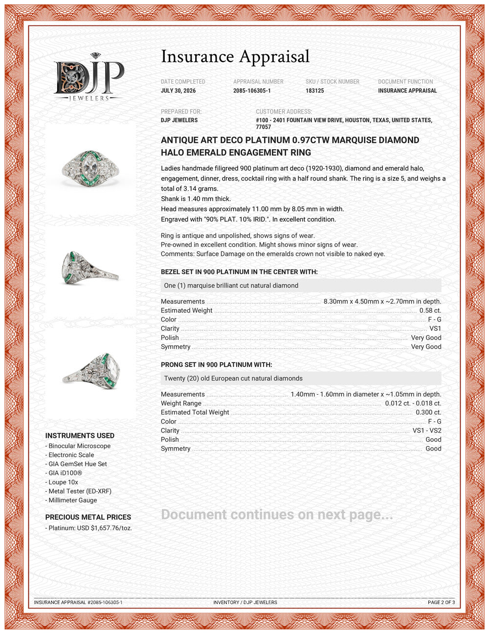 Antique Art Deco Platinum 0.97ctw Marquise Diamond Halo Emerald Engagement Ring
