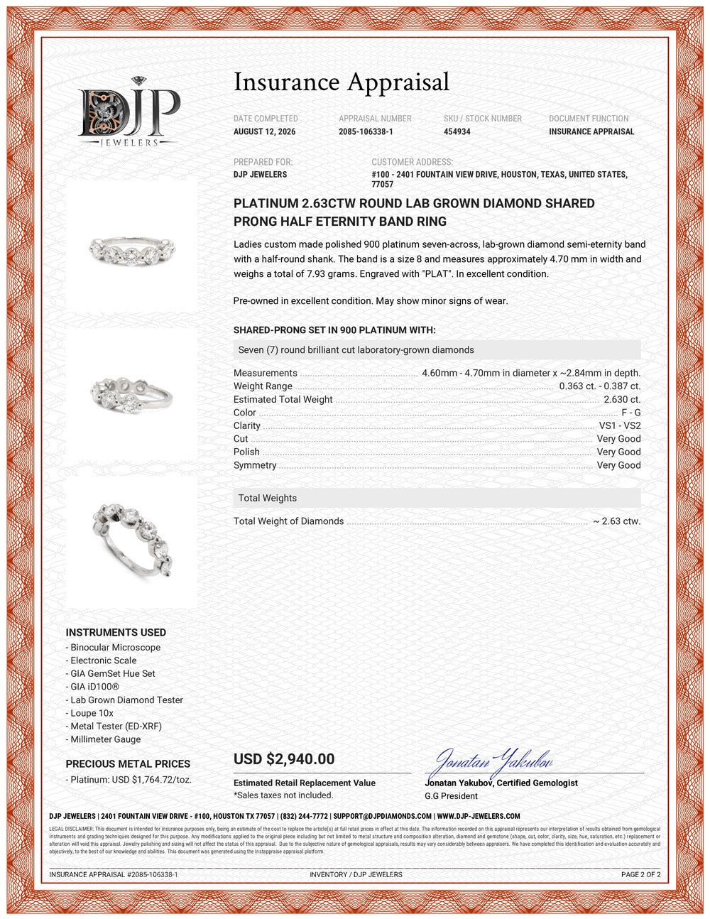 Platinum 2.63ctw Round Lab Grown Diamond Shared Prong Half Eternity Band Ring